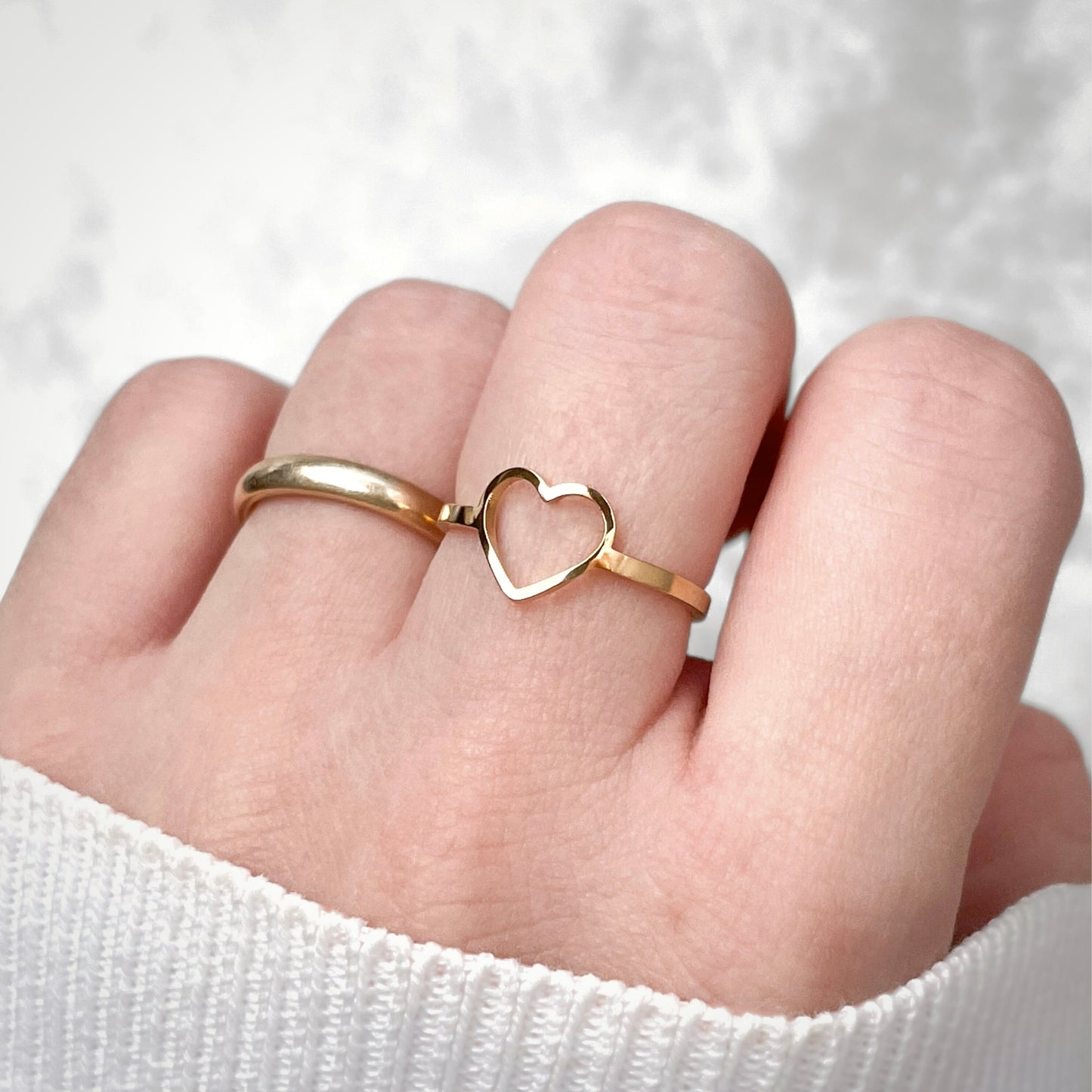 Adjustable Heart Ring, Stainless Steel, Tarnish-free, Gold and Silver