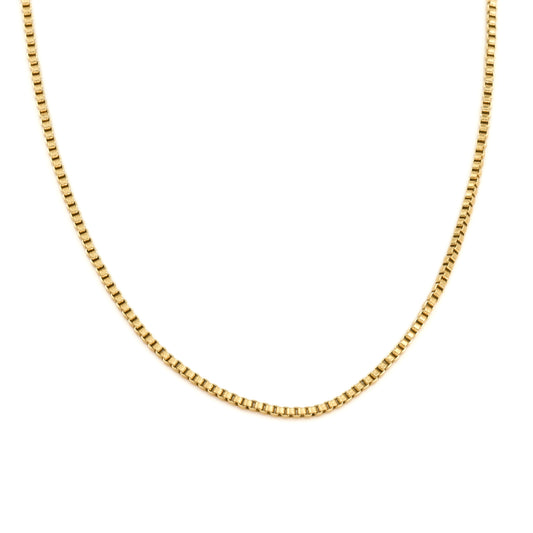 Gold box chain on a white background