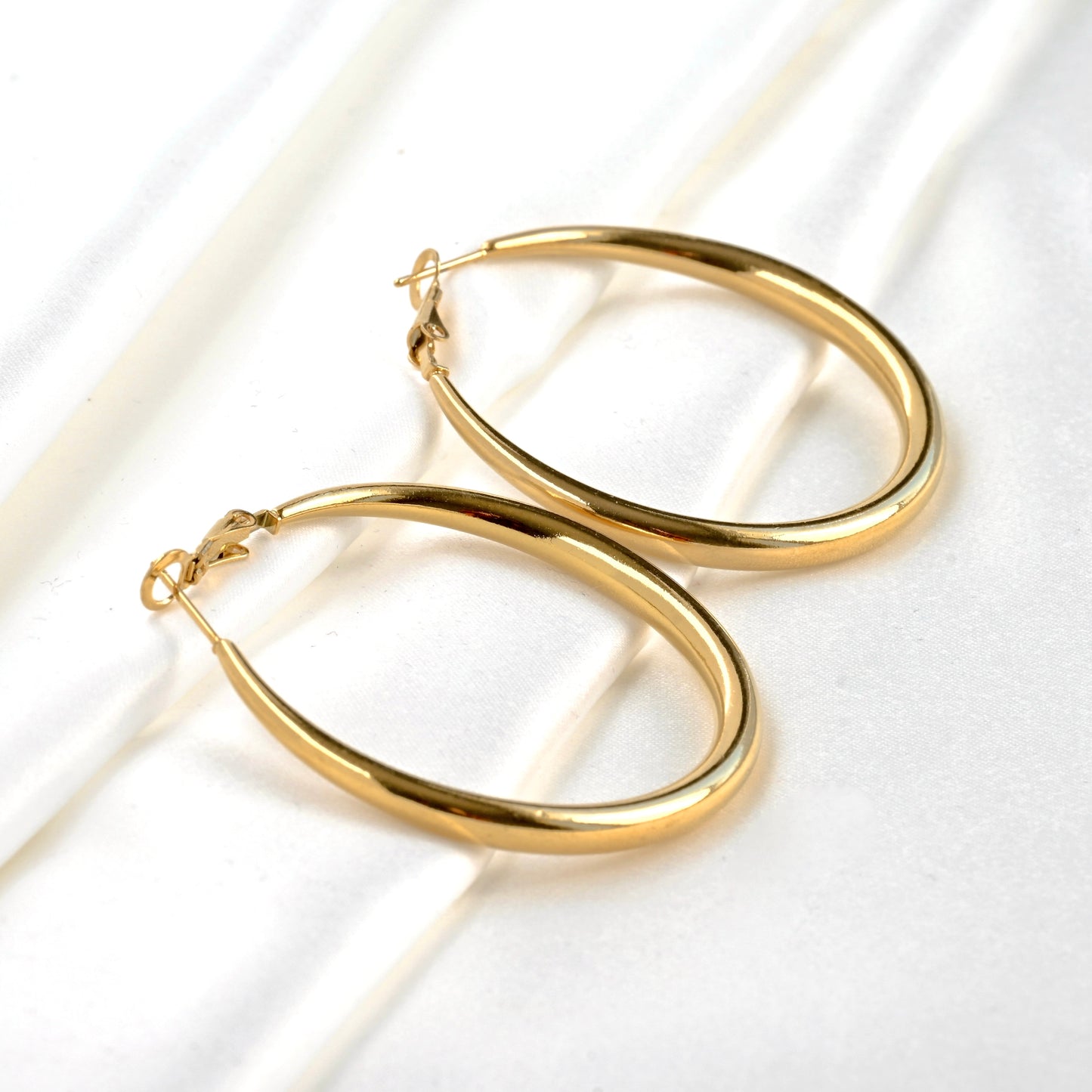angled view on white satin background