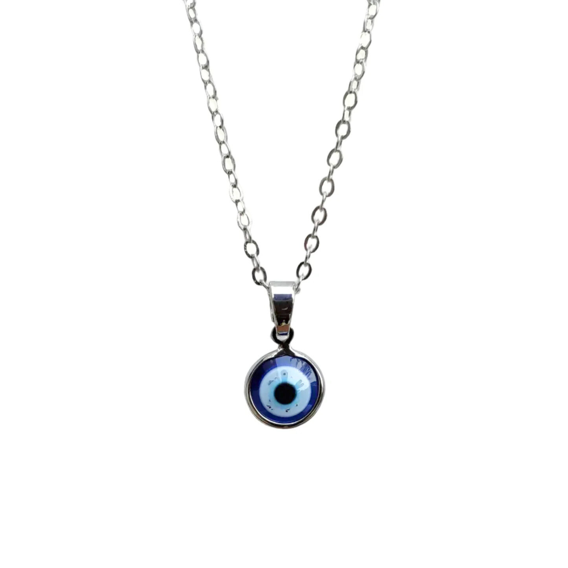 Necklace with an eye-shaped pendant on a white background