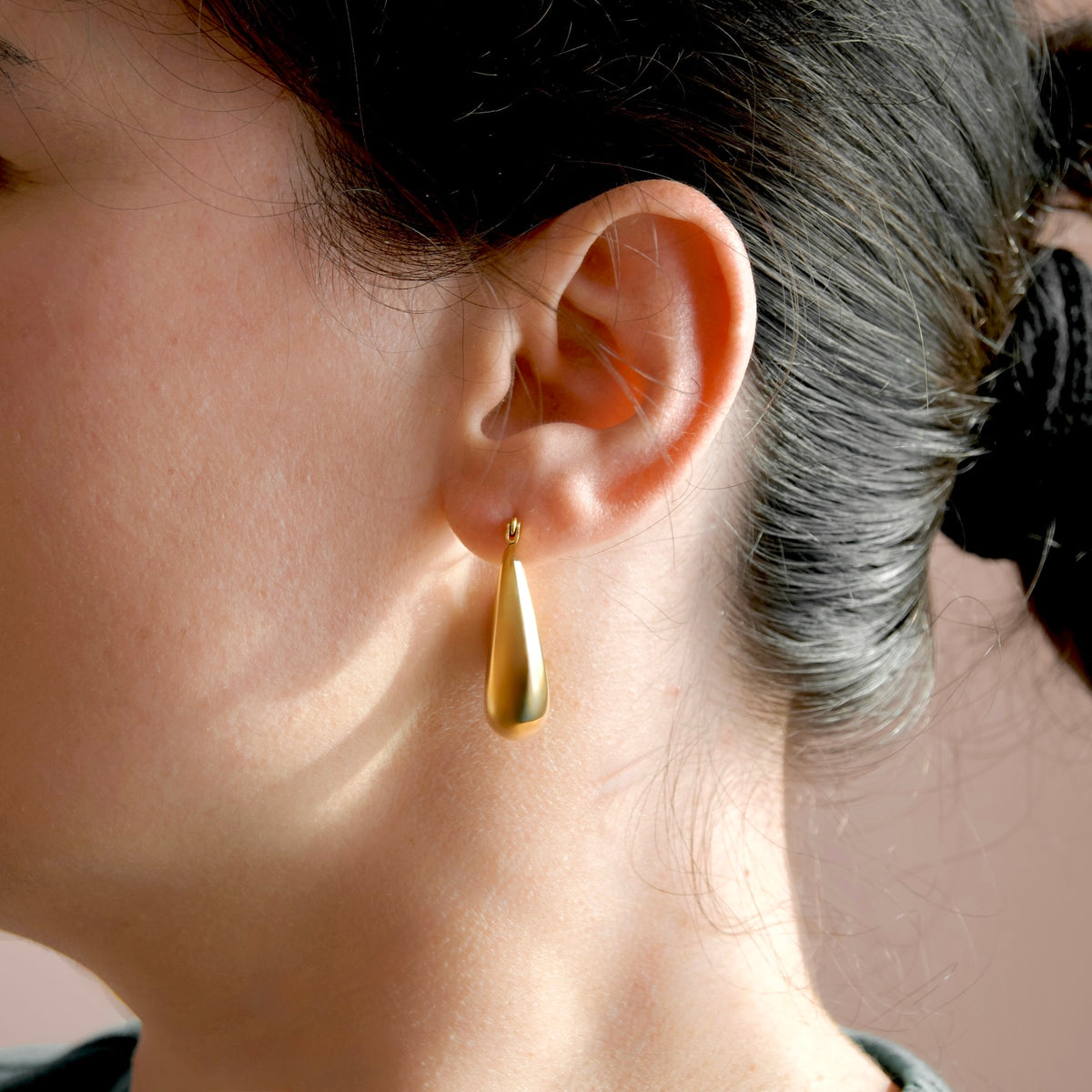 Chunky Tapered Dome Hoop Earrings - 18k Gold Stainless Steel