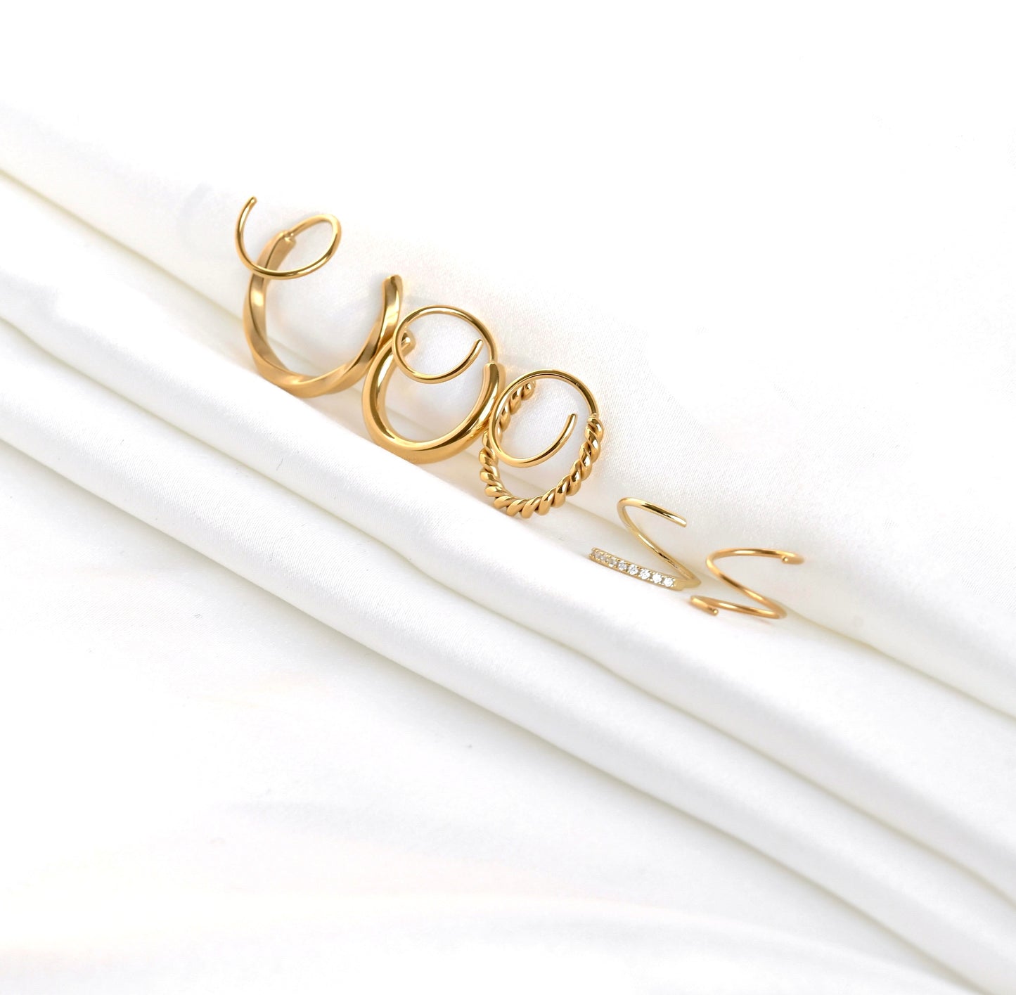 Gold Spiral Hoops, Twist Hoop Earrings, Sterling Silver and Stainless Steel Options