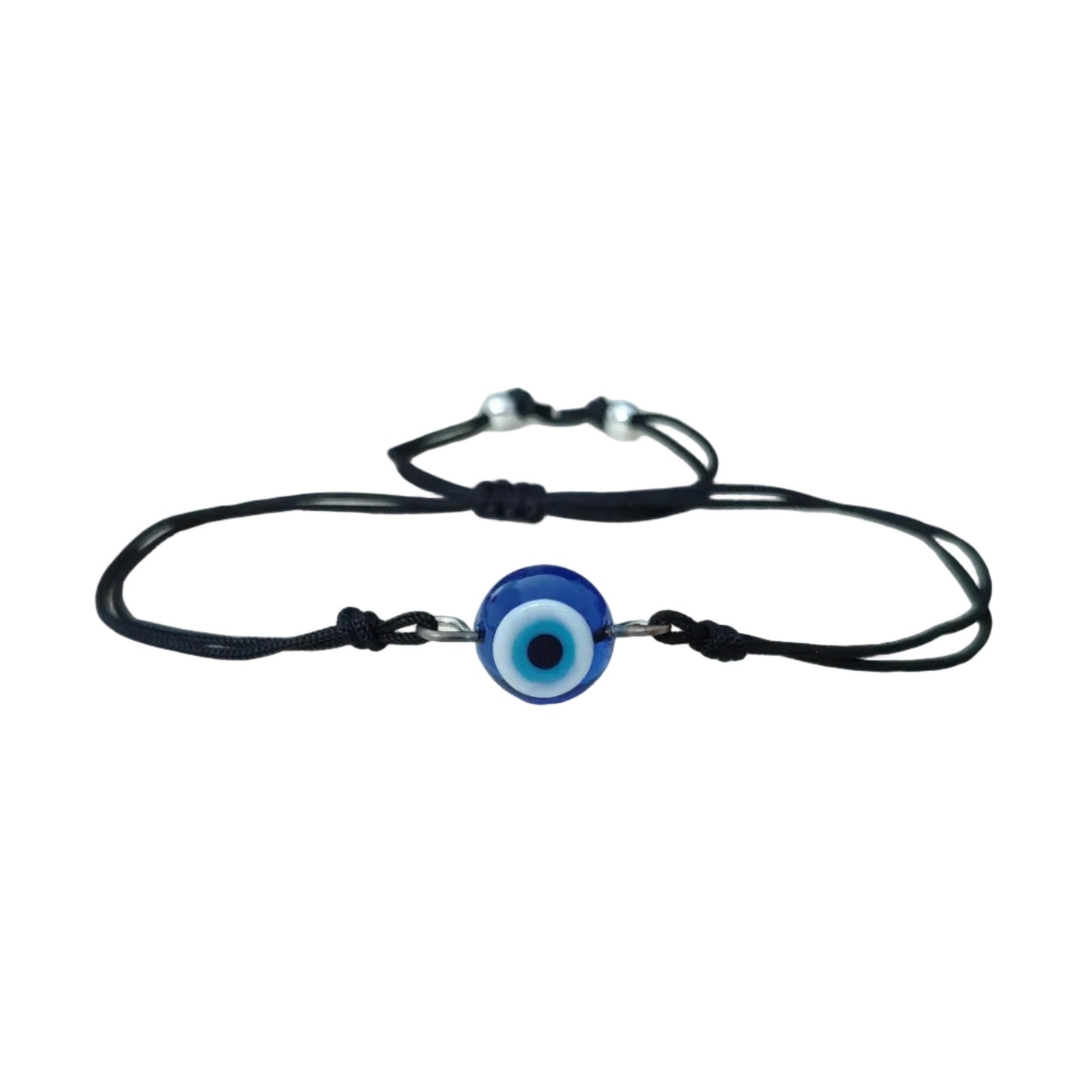 Glass Evil Eye String Bracelet, Blue Eye Charm Bracelet