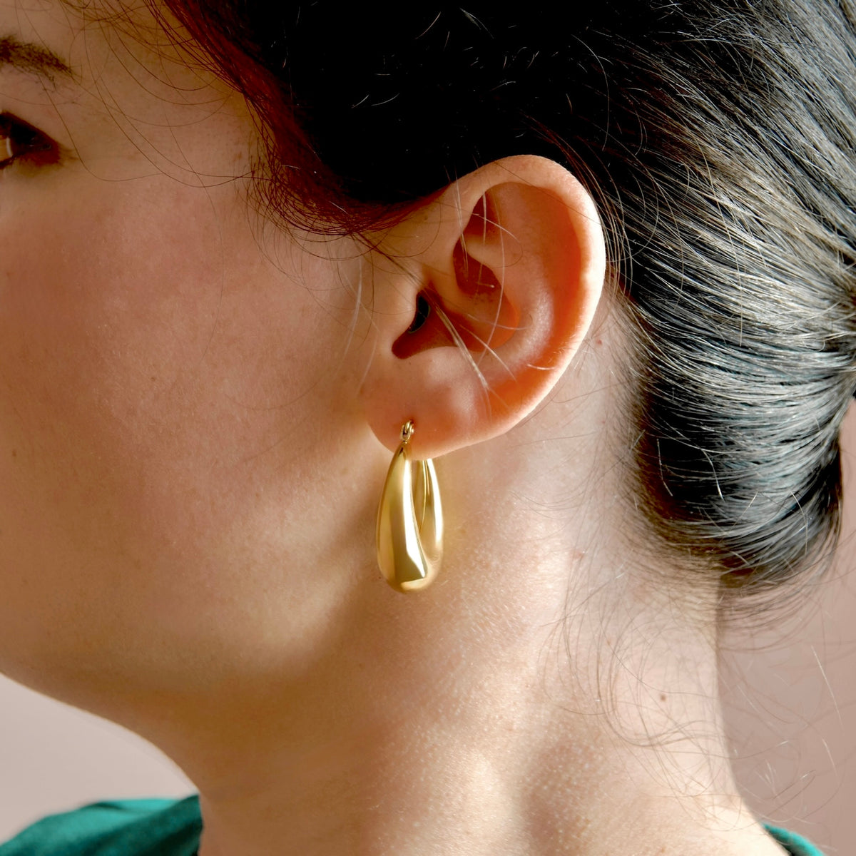 Chunky Tapered Dome Hoop Earrings - 18k Gold Stainless Steel