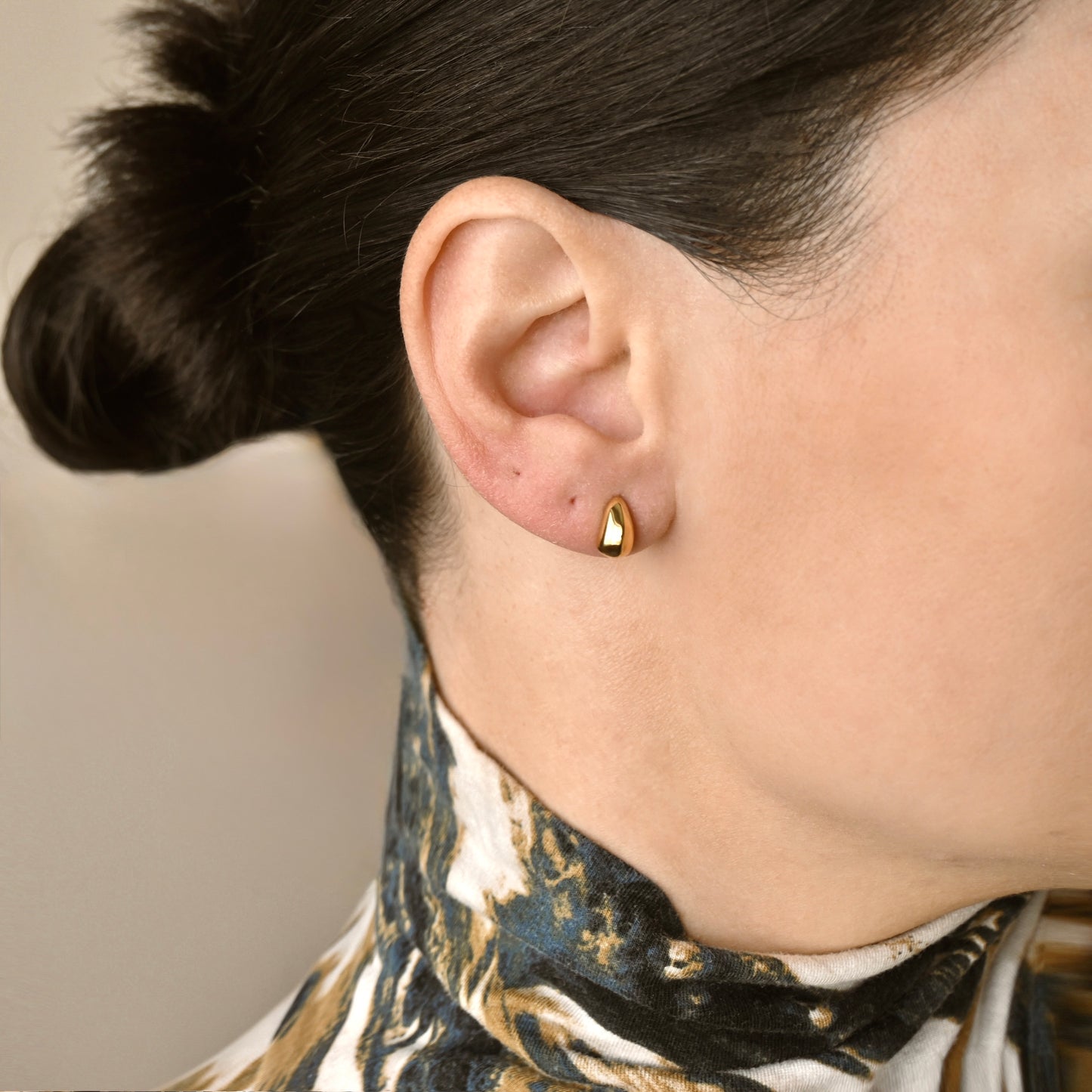 Small Dome Huggie Earrings - Stainless Steel Thick C Hoops