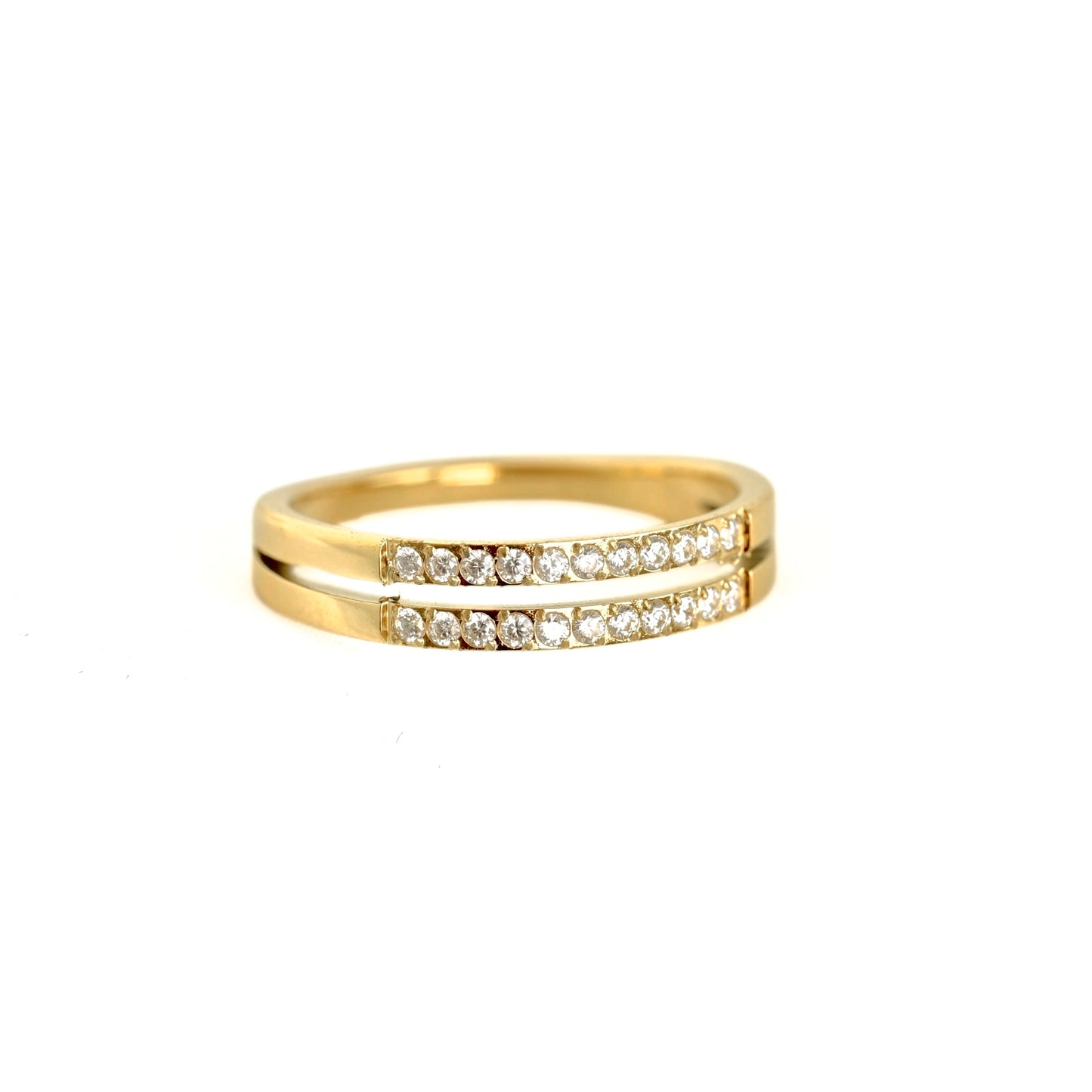 Double Layered Pavé CZ Ring - Stainless Steel Stacked Band