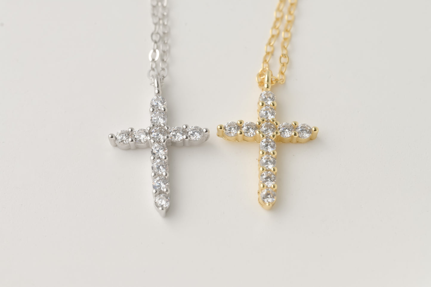 Silver Diamond Cross Necklace