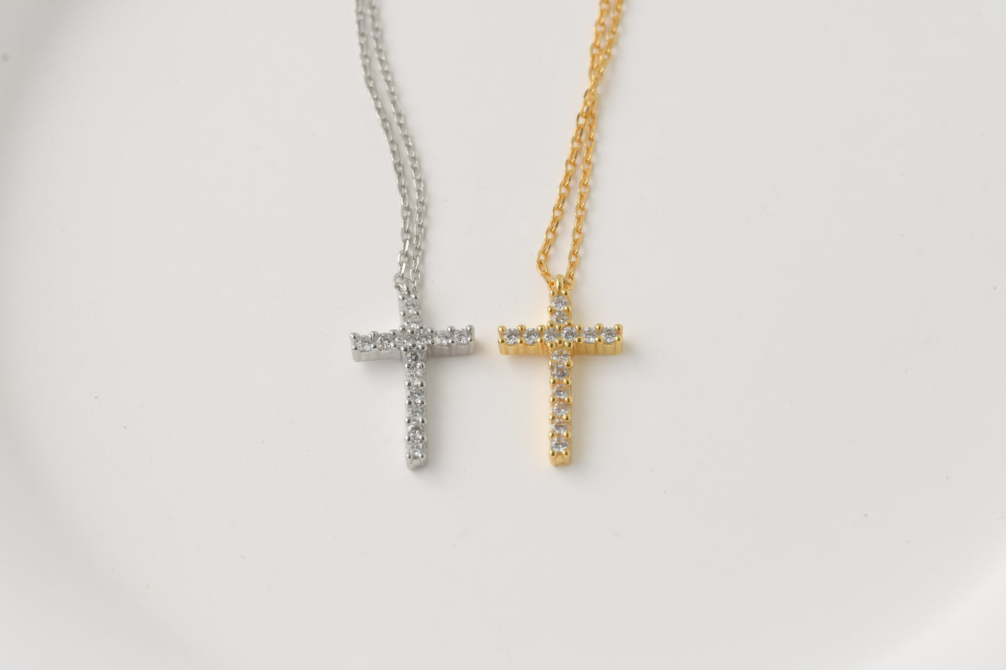 Silver Diamond Cross Necklace