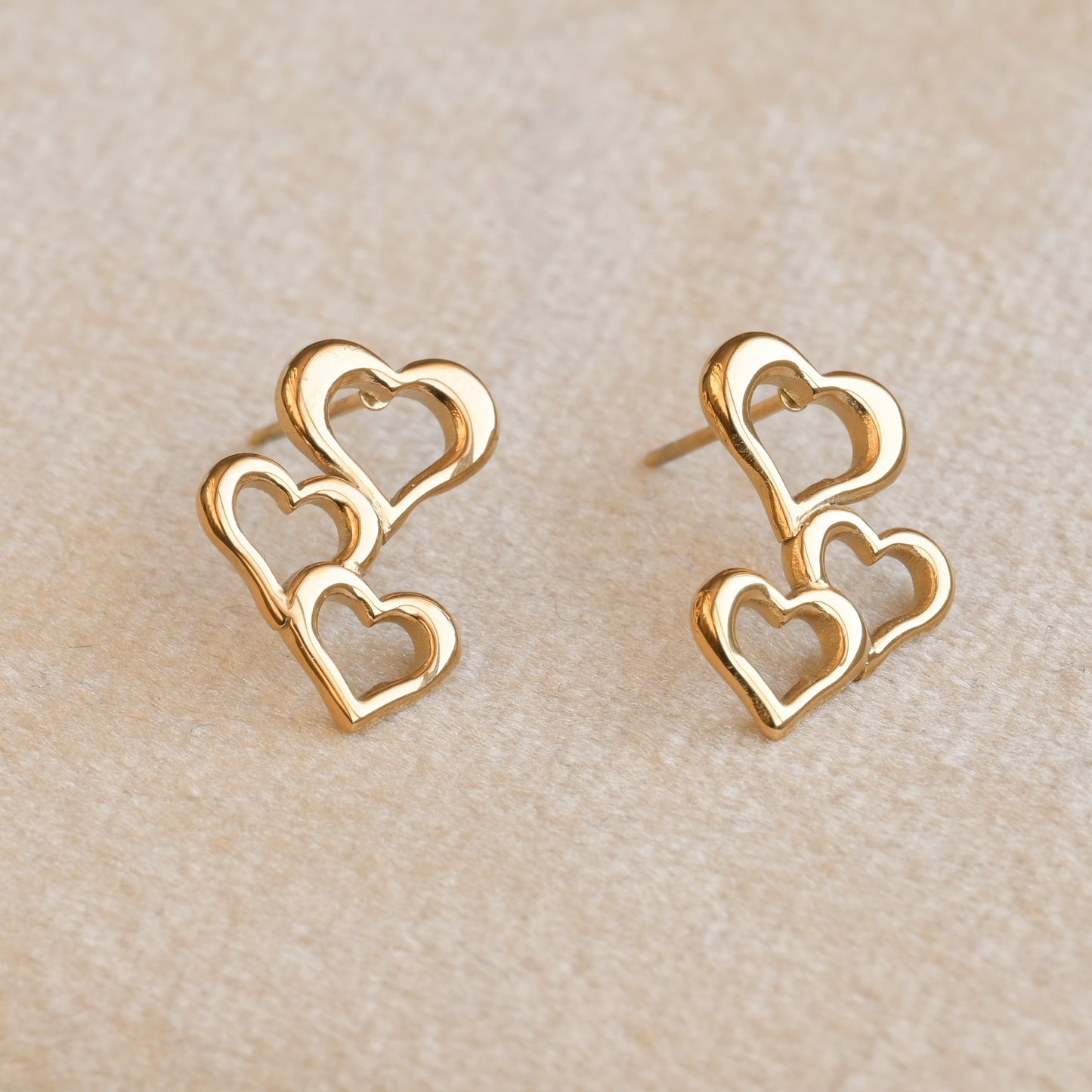 Triple Heart Drop Earrings