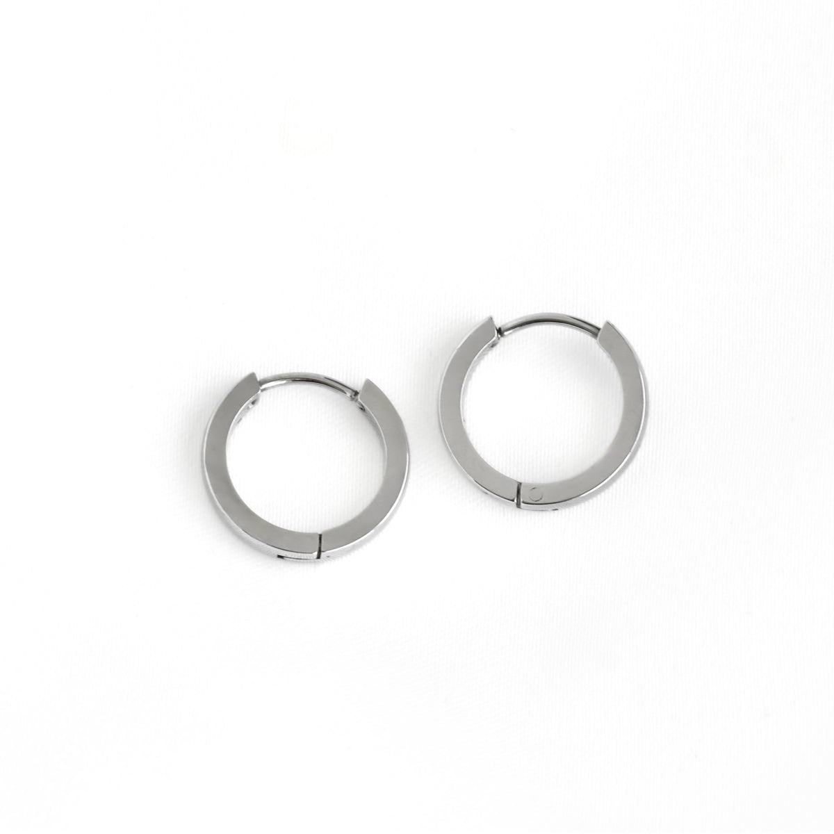 16mm Flat Hoop Earrings - Stainless Steel Everyday Hoops
