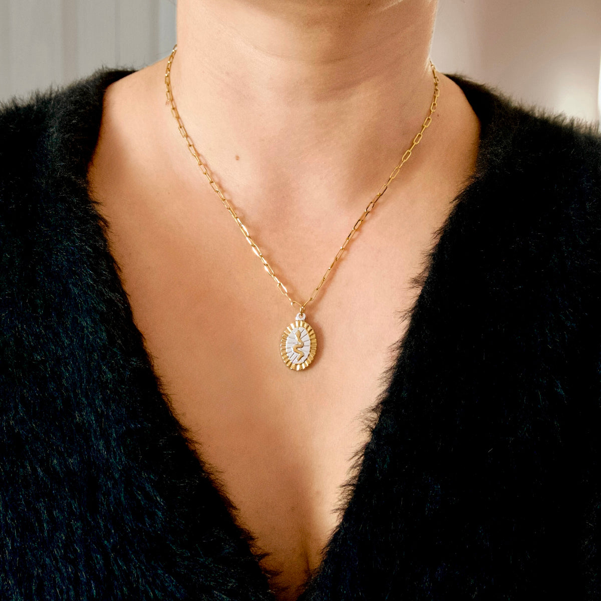 Two-tone Medallion Necklaces - Stainless Steel