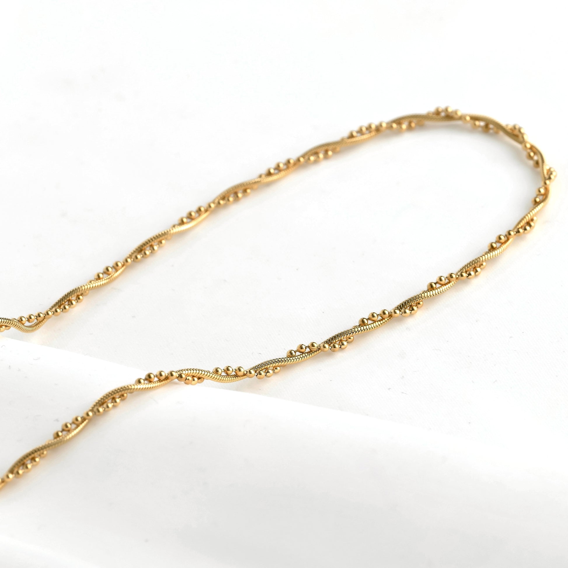 top angled view of gold chain