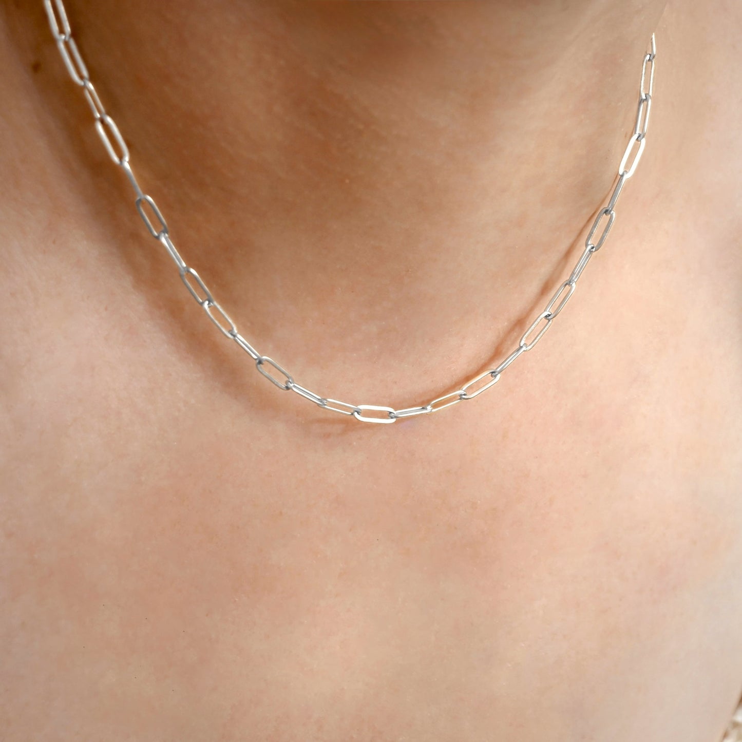 Small Paperclip Chain Necklace - Stainless Steel Link Chain