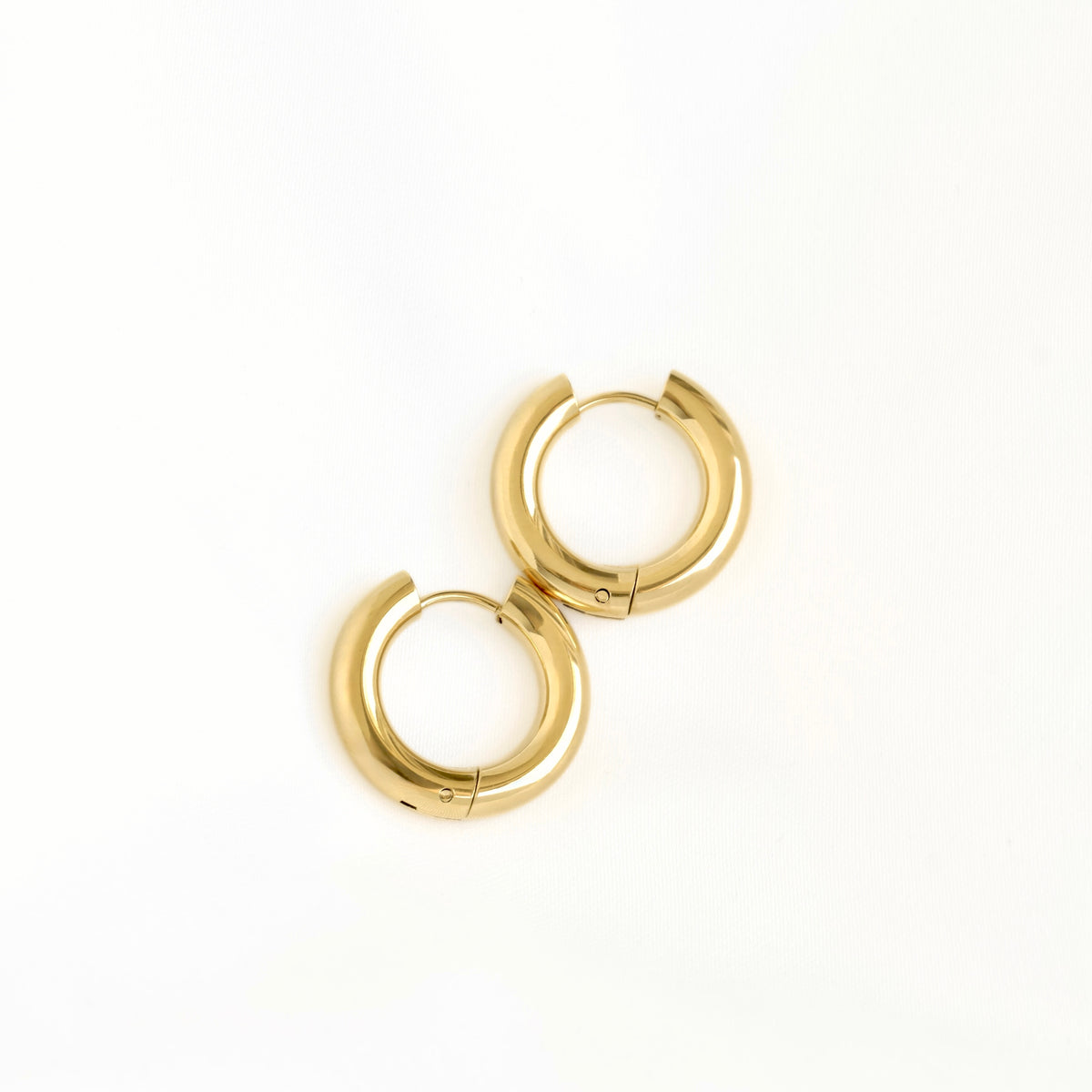 Thick Tunnel Hoop Earrings -18k Gold PVD & Silver Stainless Steel