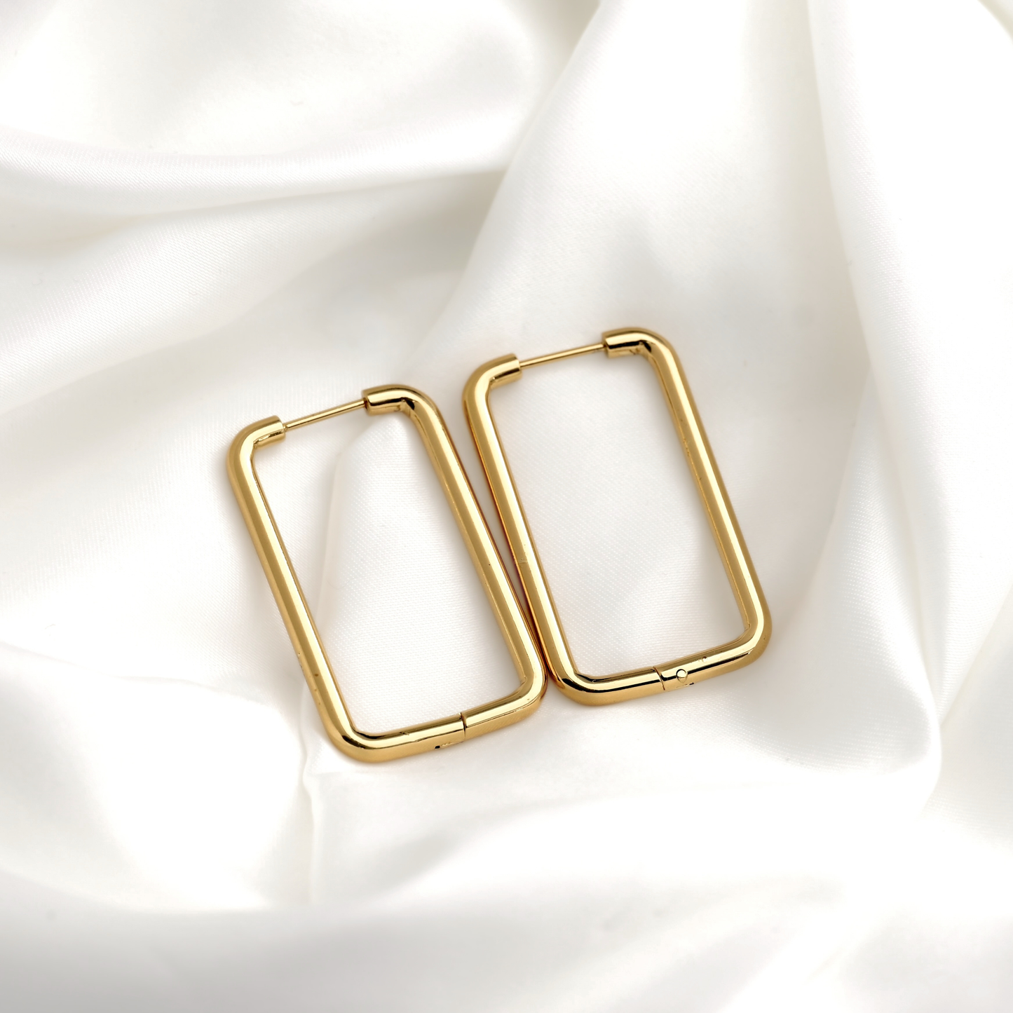 Oversized Rectangle Hoop Earrings - 18k Gold Stainless Steel