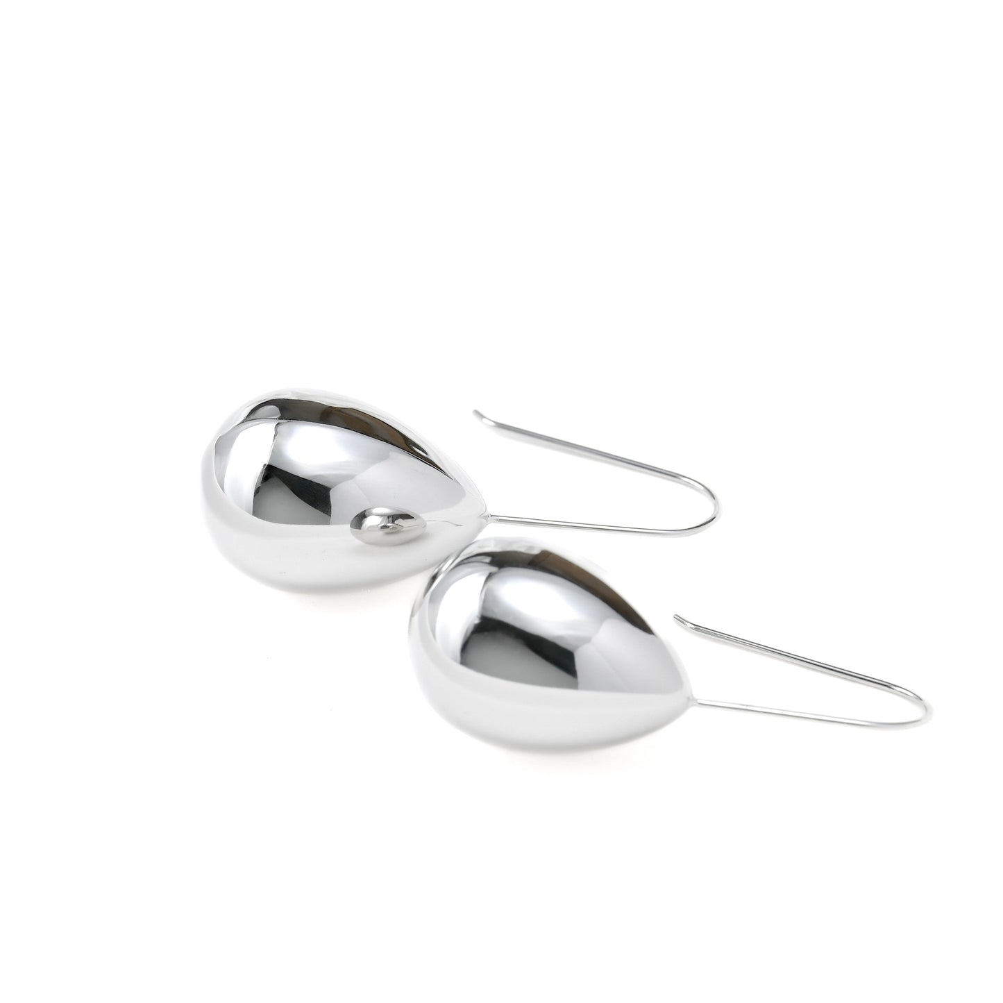 silver-toned stainless steel earrings with hook wire 