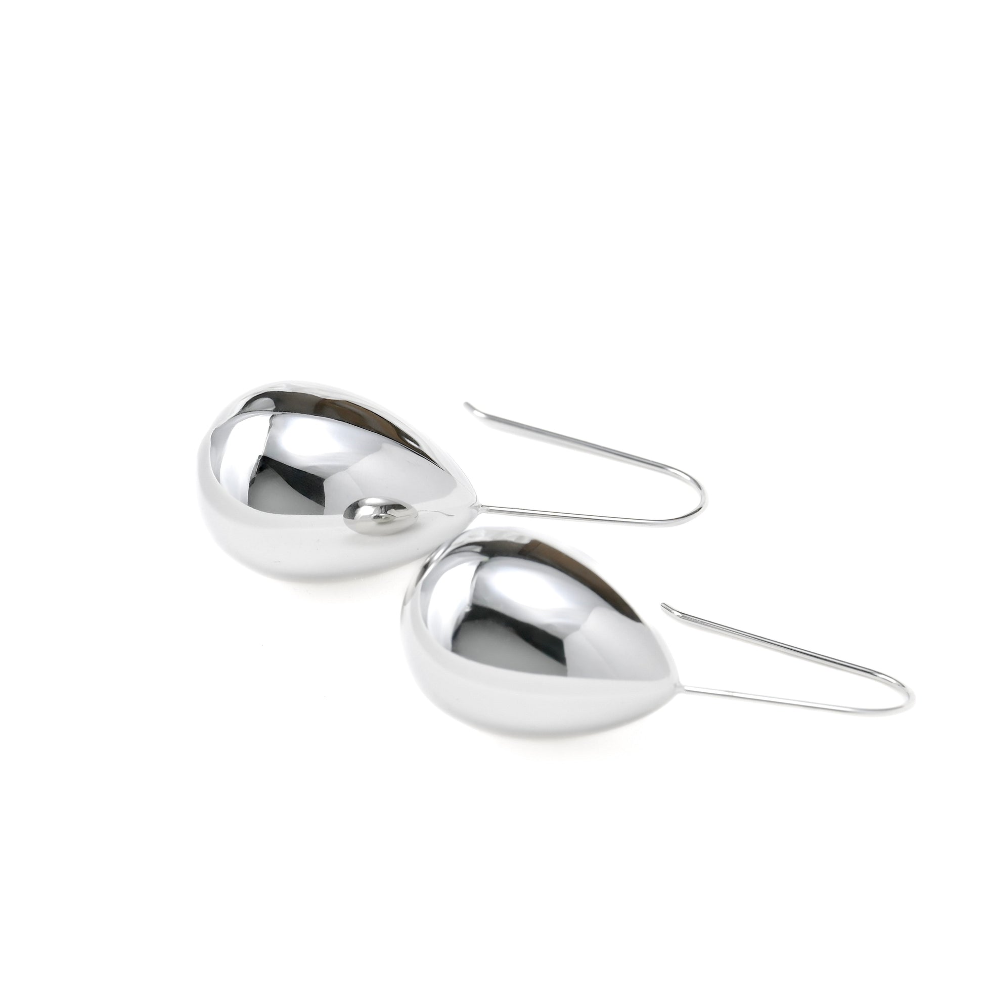 silver-toned stainless steel earrings with hook wire 