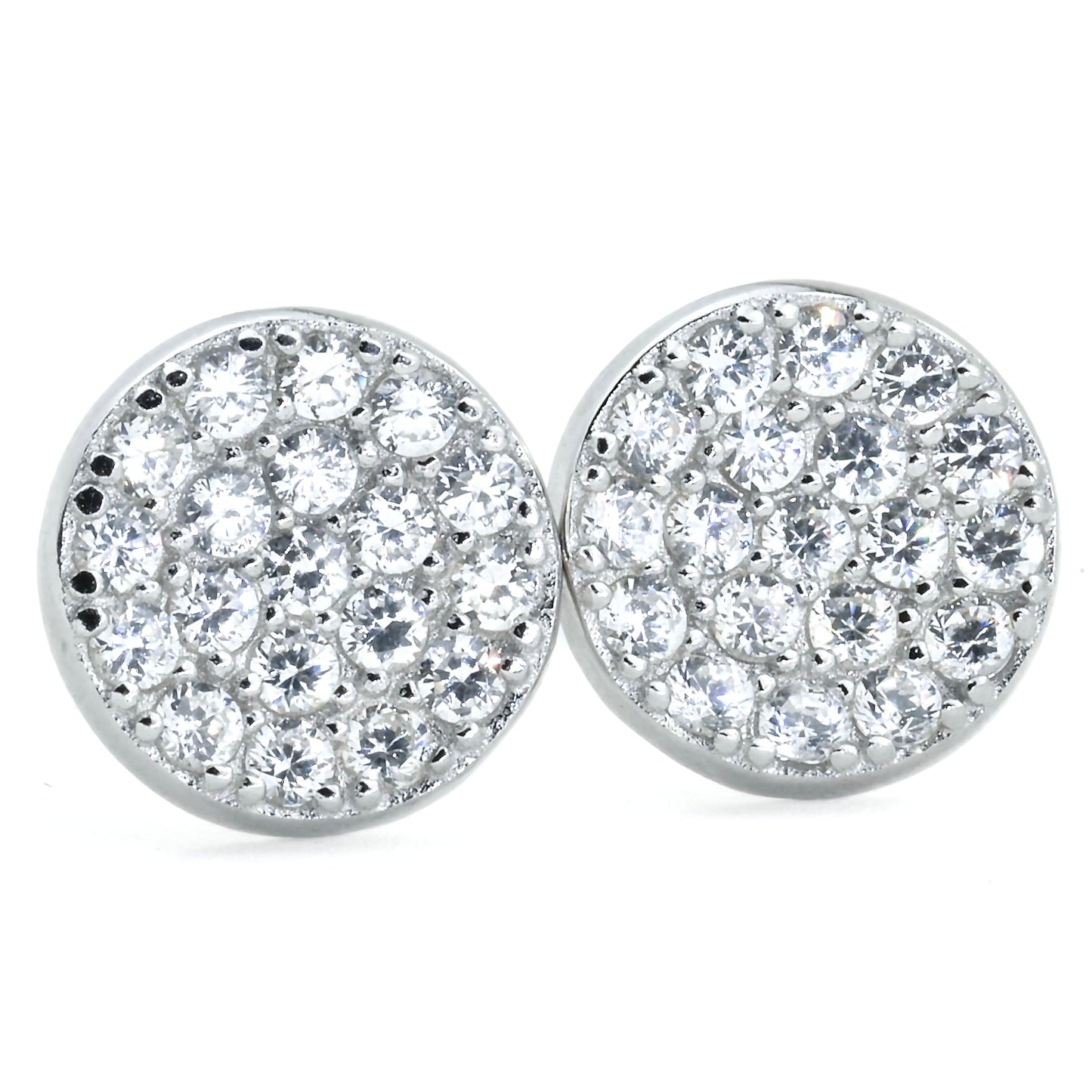 front view of silver earrings