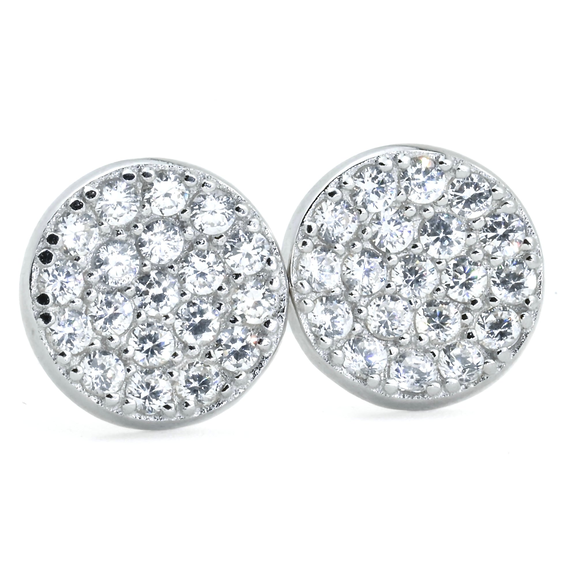 front view of silver earrings