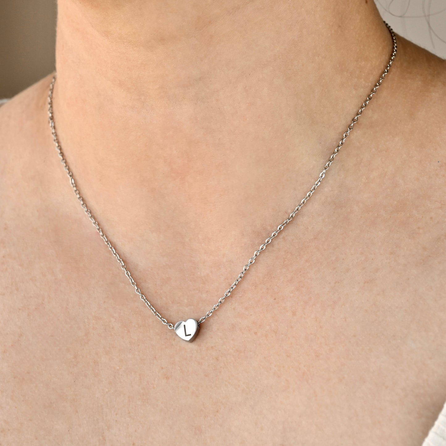 Mini Heart Necklace, Engravable, Waterproof Stainless Steel, Gold, Rose Gold and Silver, 18"