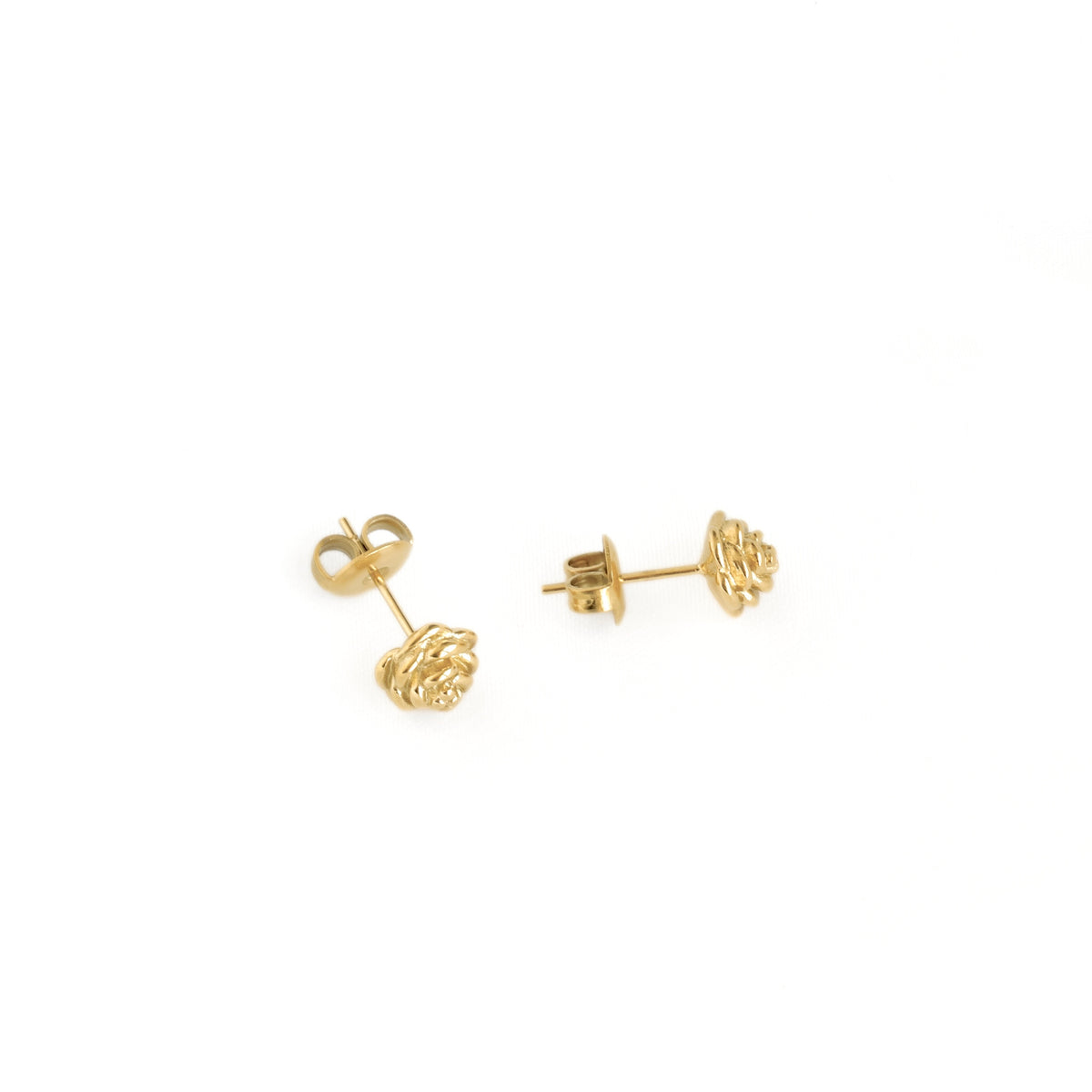 18k Gold Rose Stud Earrings - Stainless Steel Flower Studs