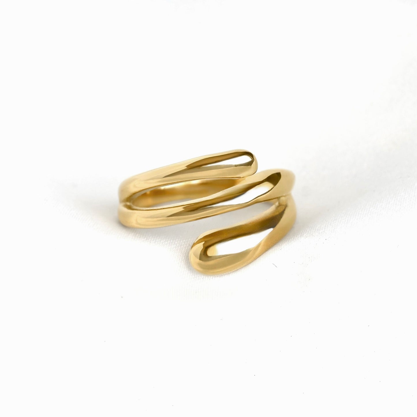 Chunky Sculptural Gold Wrap Ring - Stainless Steel