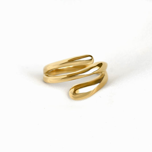 Chunky Sculptural Gold Wrap Ring - Stainless Steel