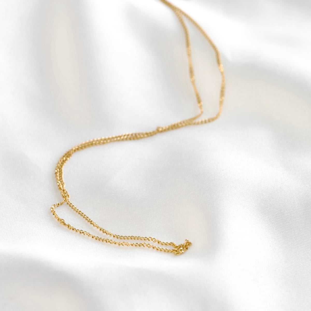 Ultra Thin Curb Chain Necklace - Stainless Steel