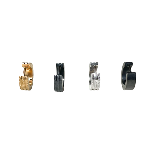 Men's Bold Huggie Earrings, Titanium Steel, 13mm, 16mm