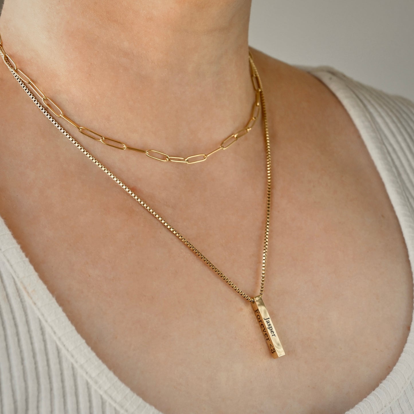 Collier barre verticale personnalisé - Acier inoxydable étanche