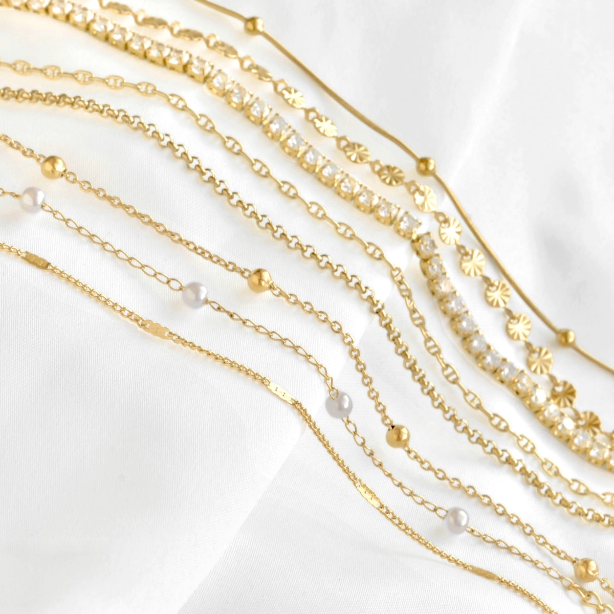Everyday Stacking Bracelets - Stainless Steel Gold Chains