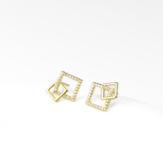 Silver Square Link Studs