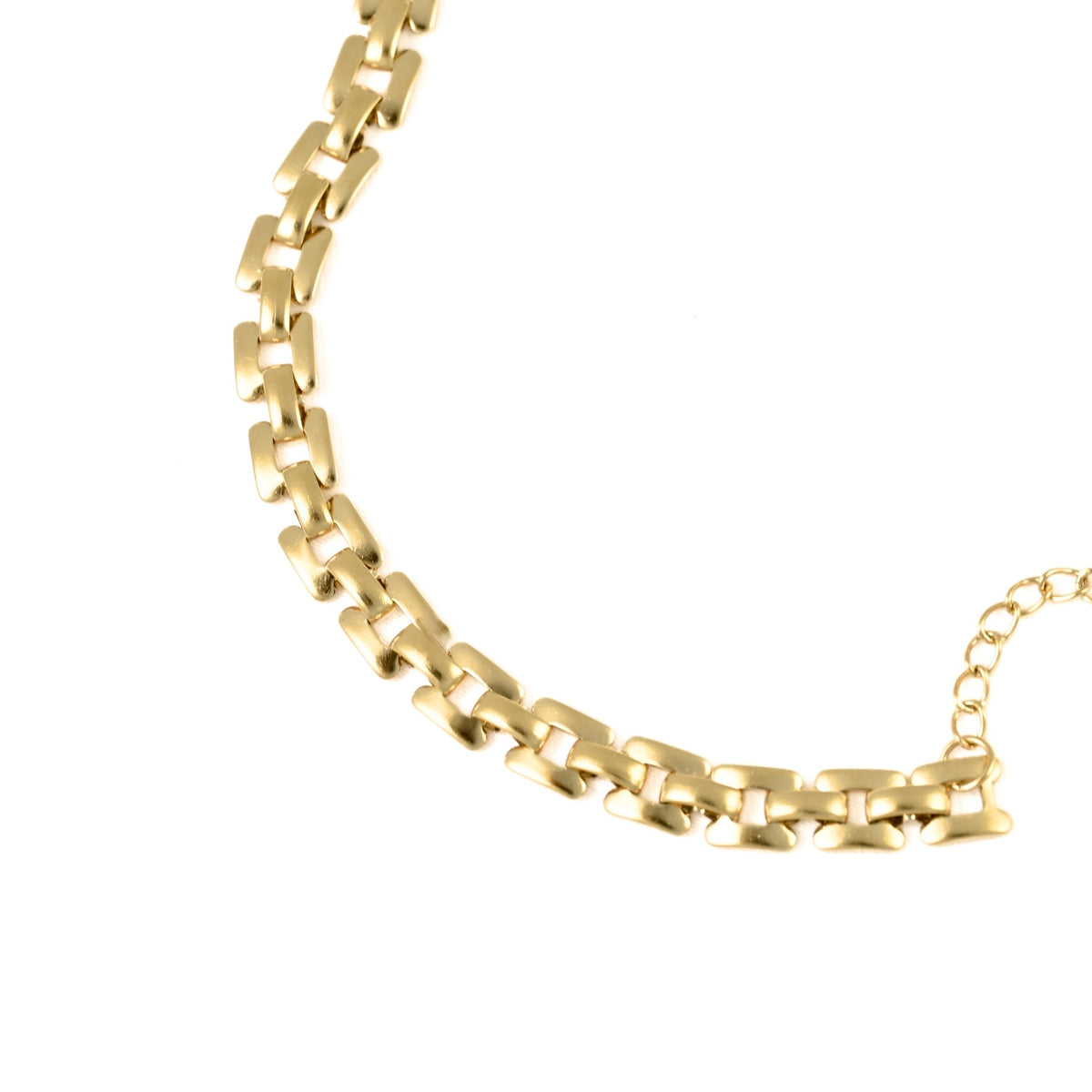 Gold watch band chain on a white background