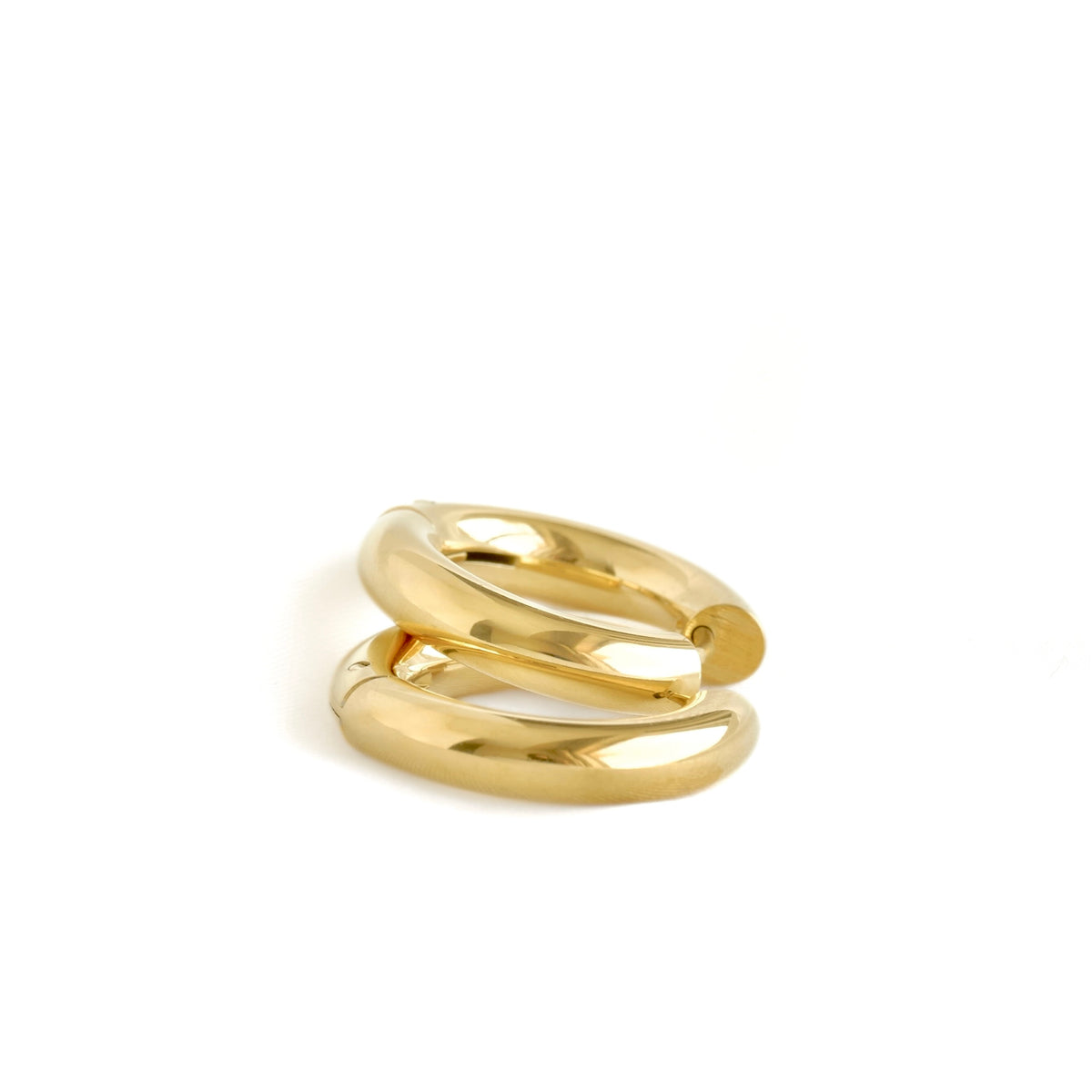 Thick Tunnel Hoop Earrings -18k Gold PVD & Silver Stainless Steel