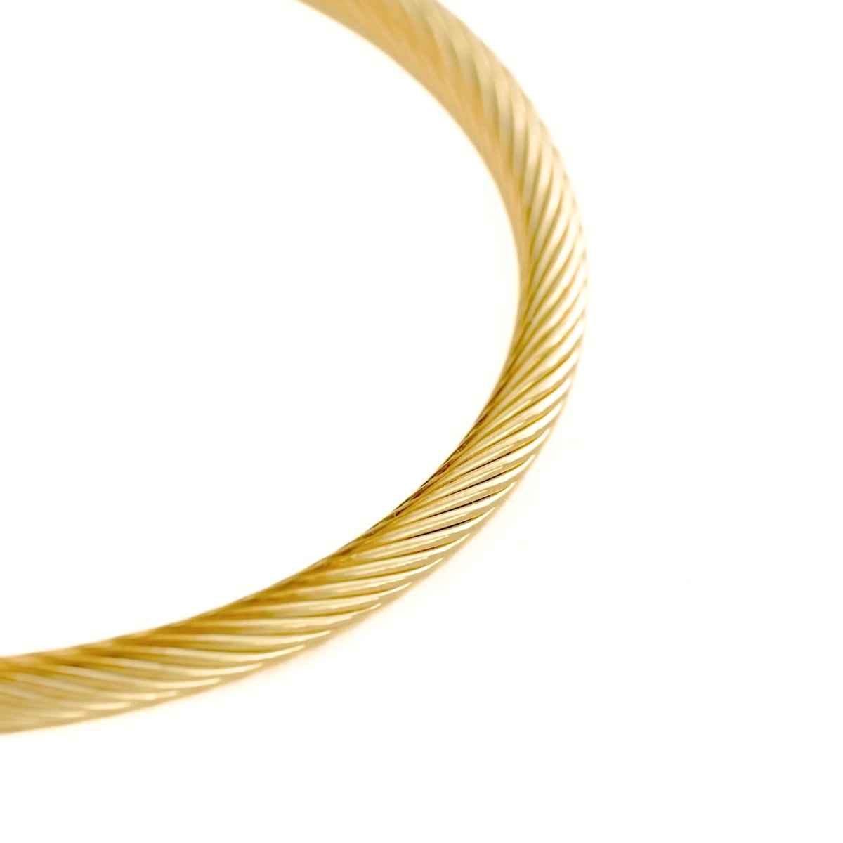 Gold Puffy Heart Rope Bangle - Waterproof Stainless Steel