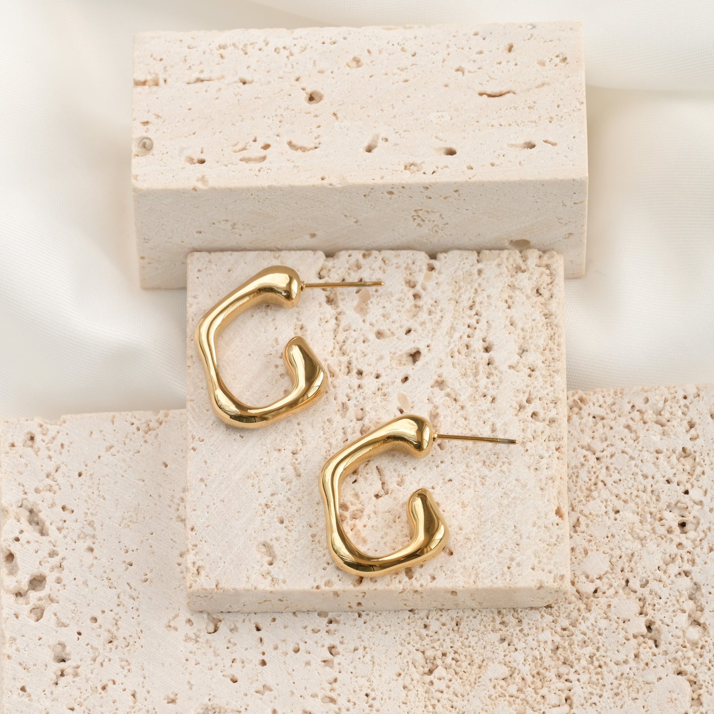 Thin Sculptural C Hoops