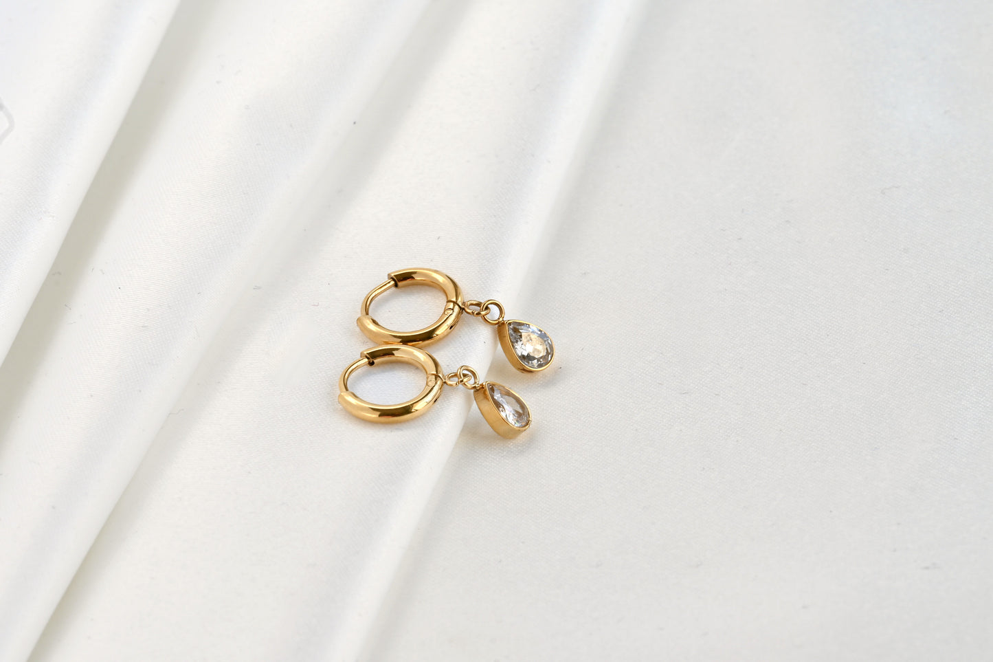 Small Diamond Charm Hoops