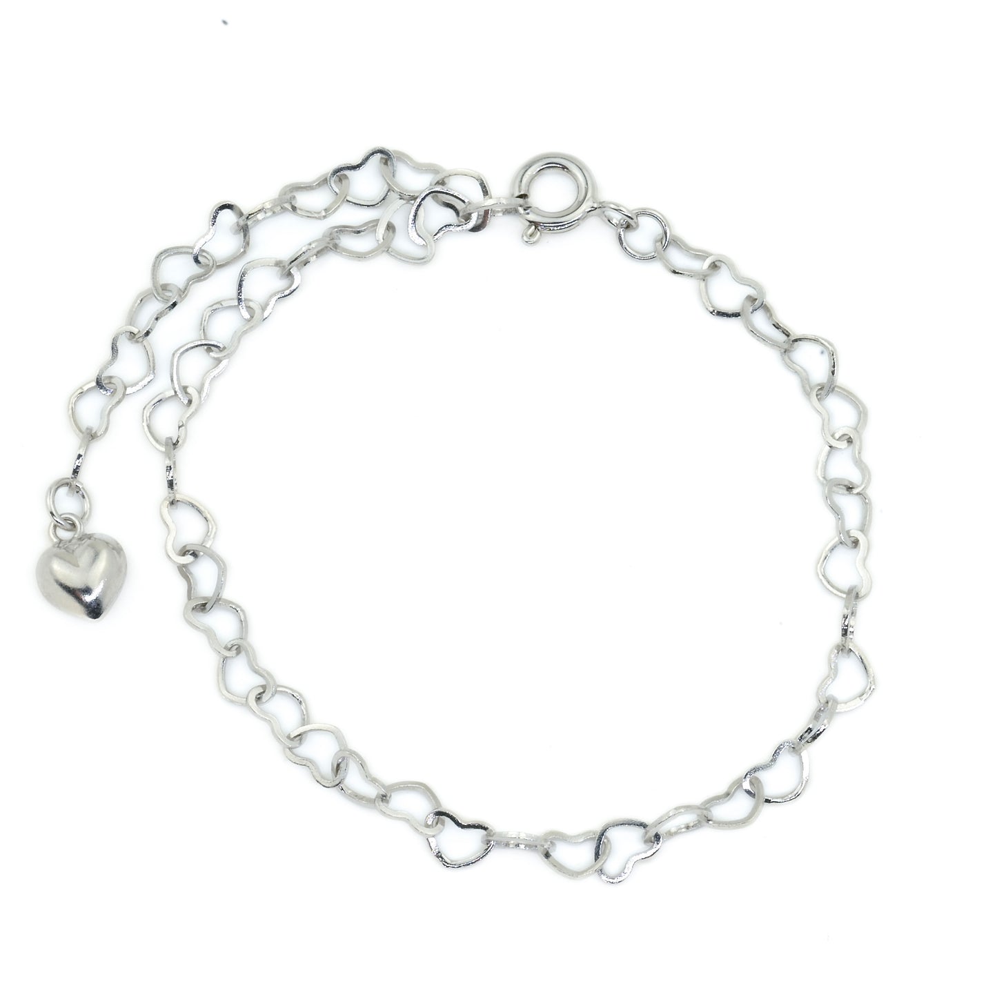 Minimalist Heart Link Bracelet - Stainless Steel or Sterling Silver