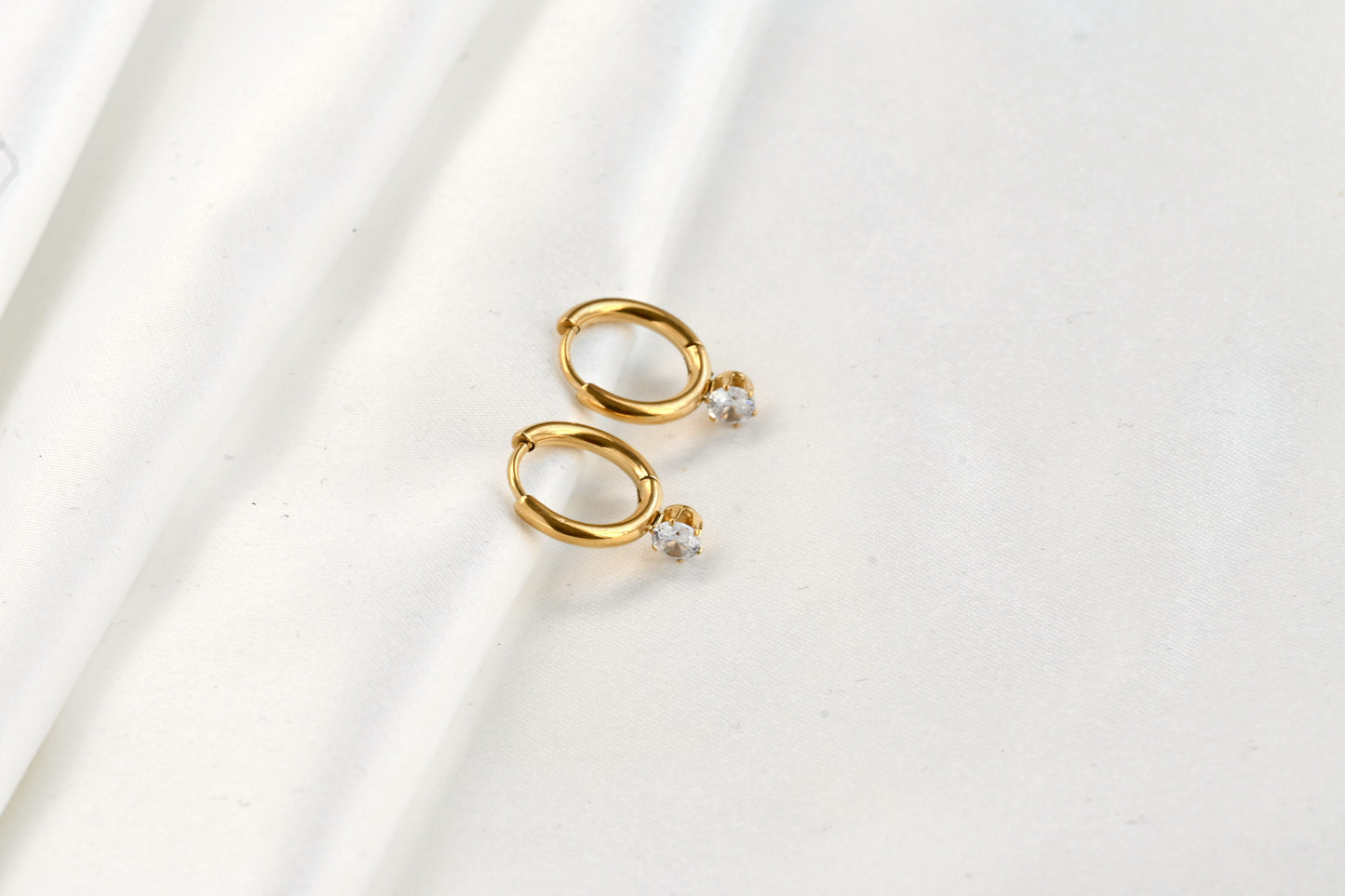 Small Diamond Charm Hoops