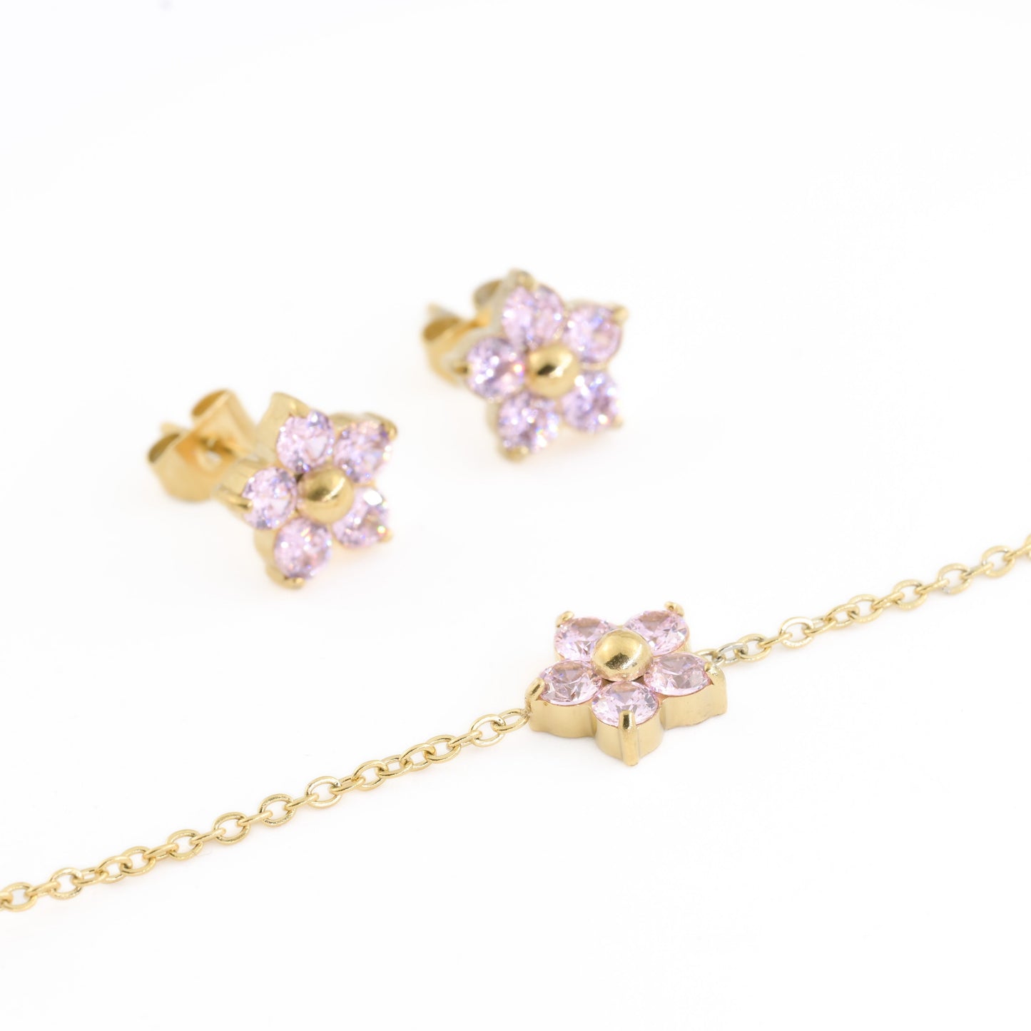 Diamond Flower Jewelry Set