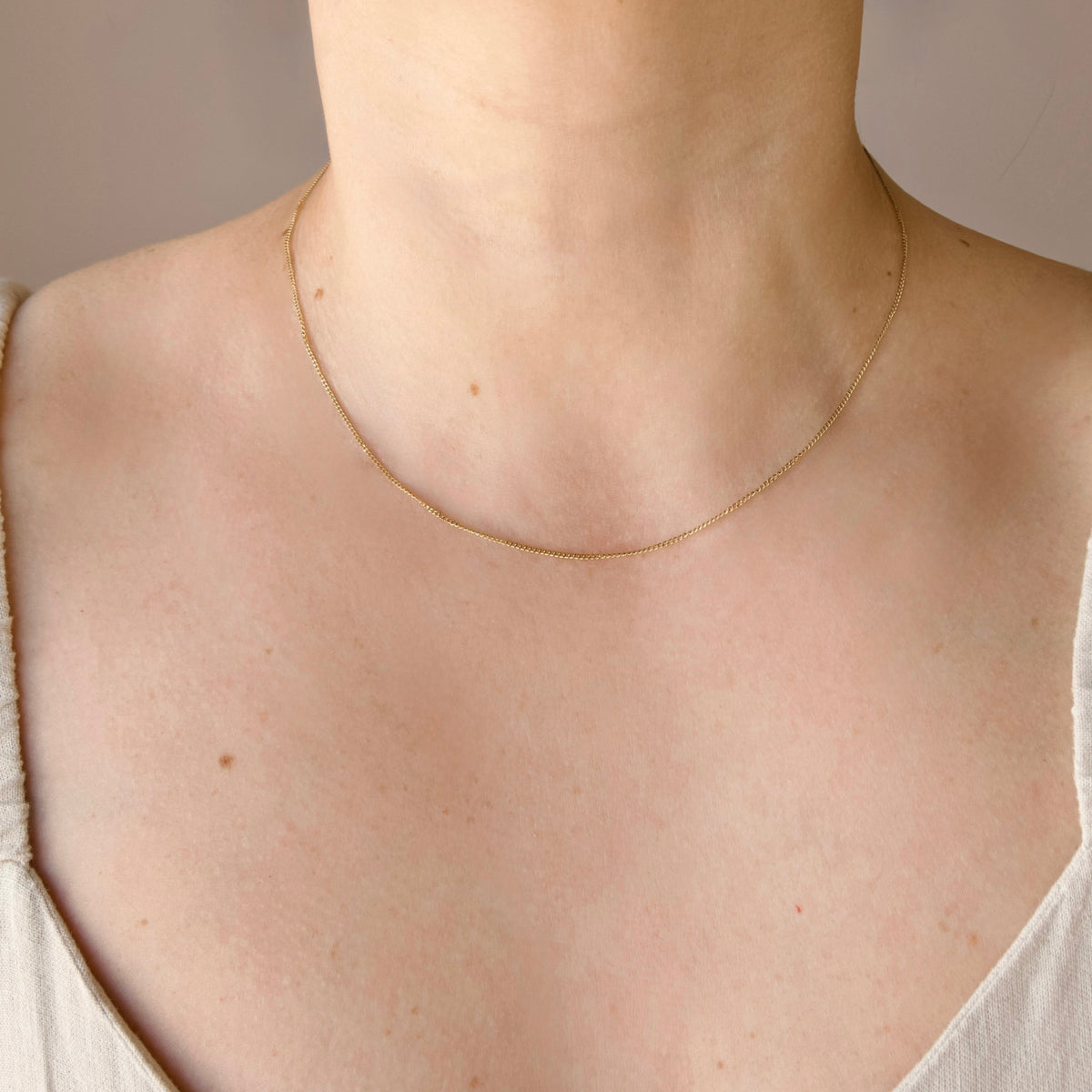 Ultra Thin Curb Chain Necklace - Stainless Steel