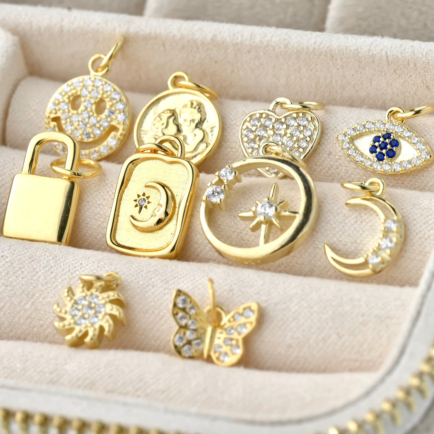 Handmade Personalized 18k Gold Charm Necklace - 925 Sterling Silver