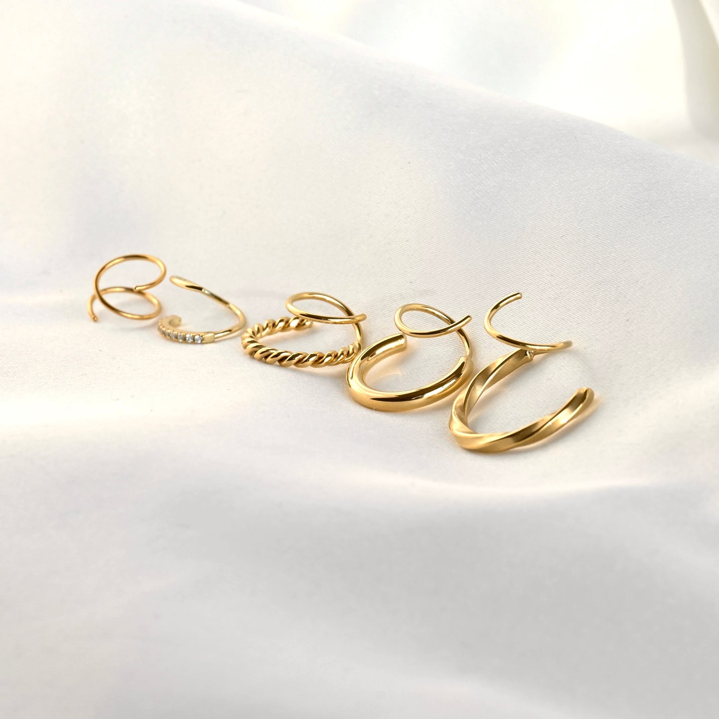 Gold Spiral Hoops, Twist Hoop Earrings, Sterling Silver and Stainless Steel Options