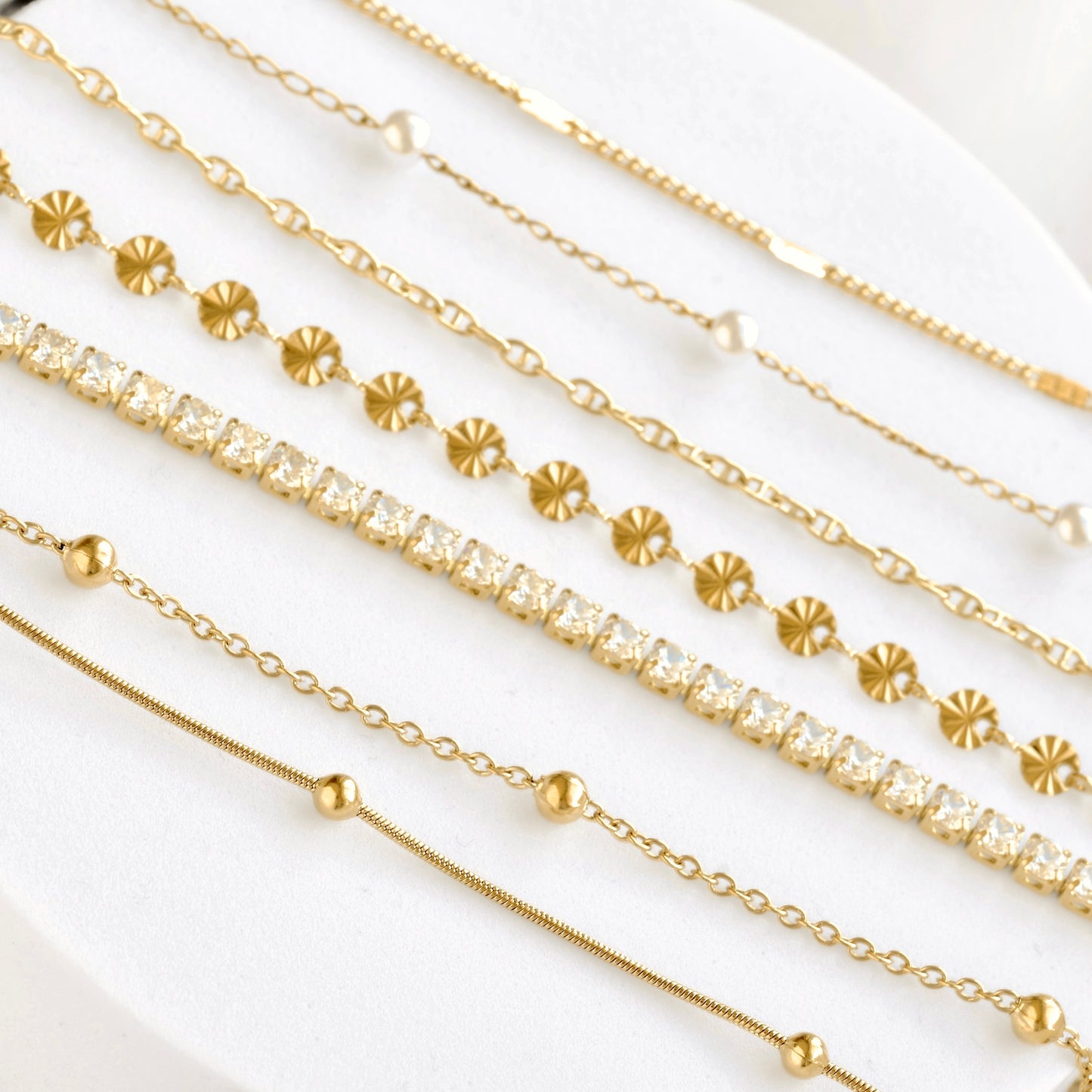 Everyday Stacking Bracelets - Stainless Steel Gold Chains