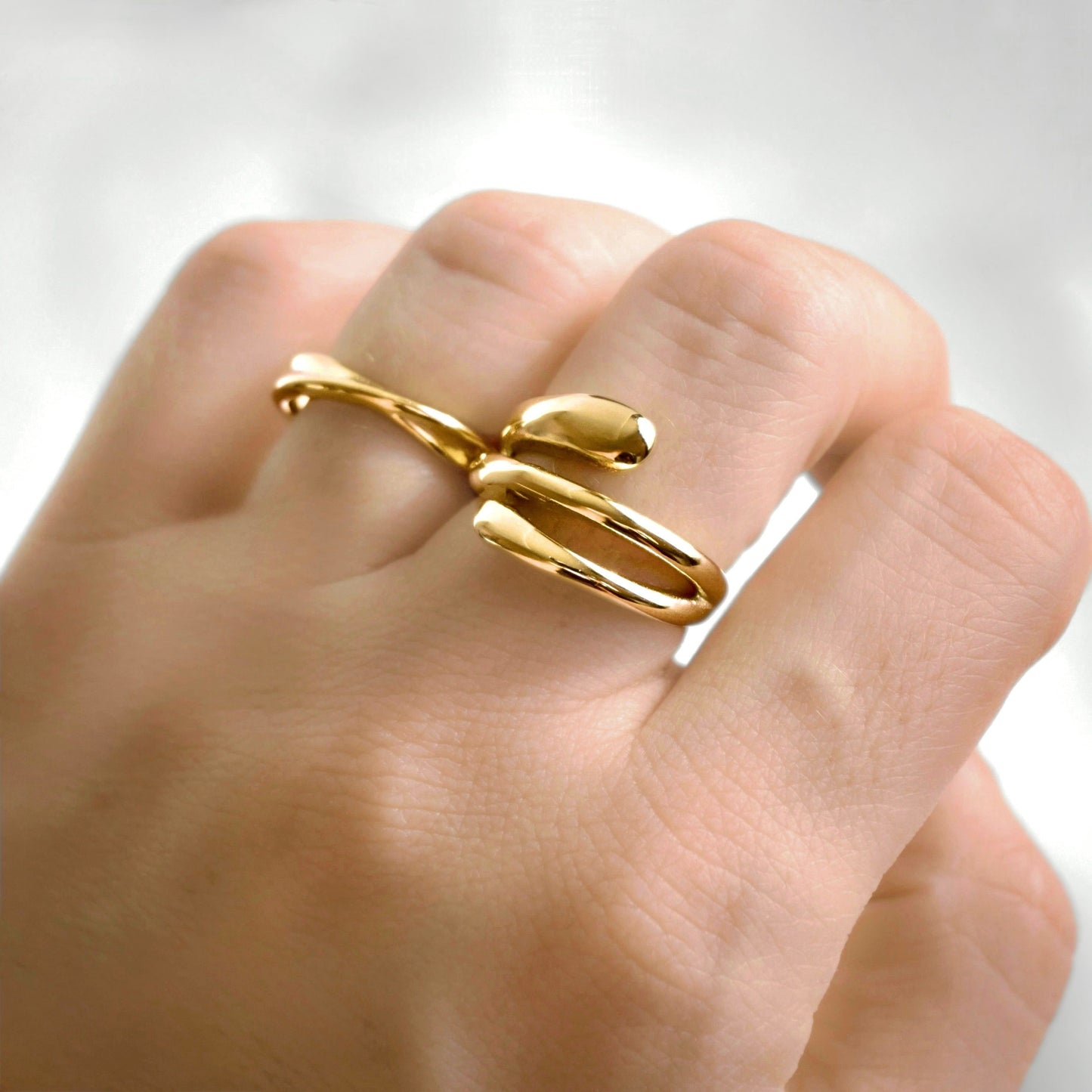 Chunky Sculptural Gold Wrap Ring - Stainless Steel
