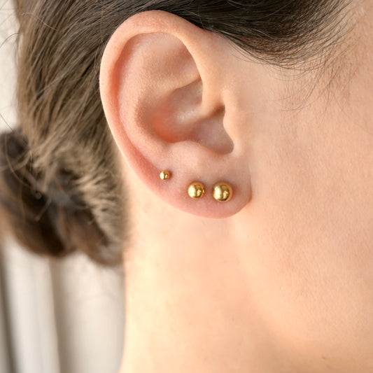 Ball Stud Earrings, Stainless Steel, Waterproof,  3-6mm, Gold, Silver, Rose Gold and Black