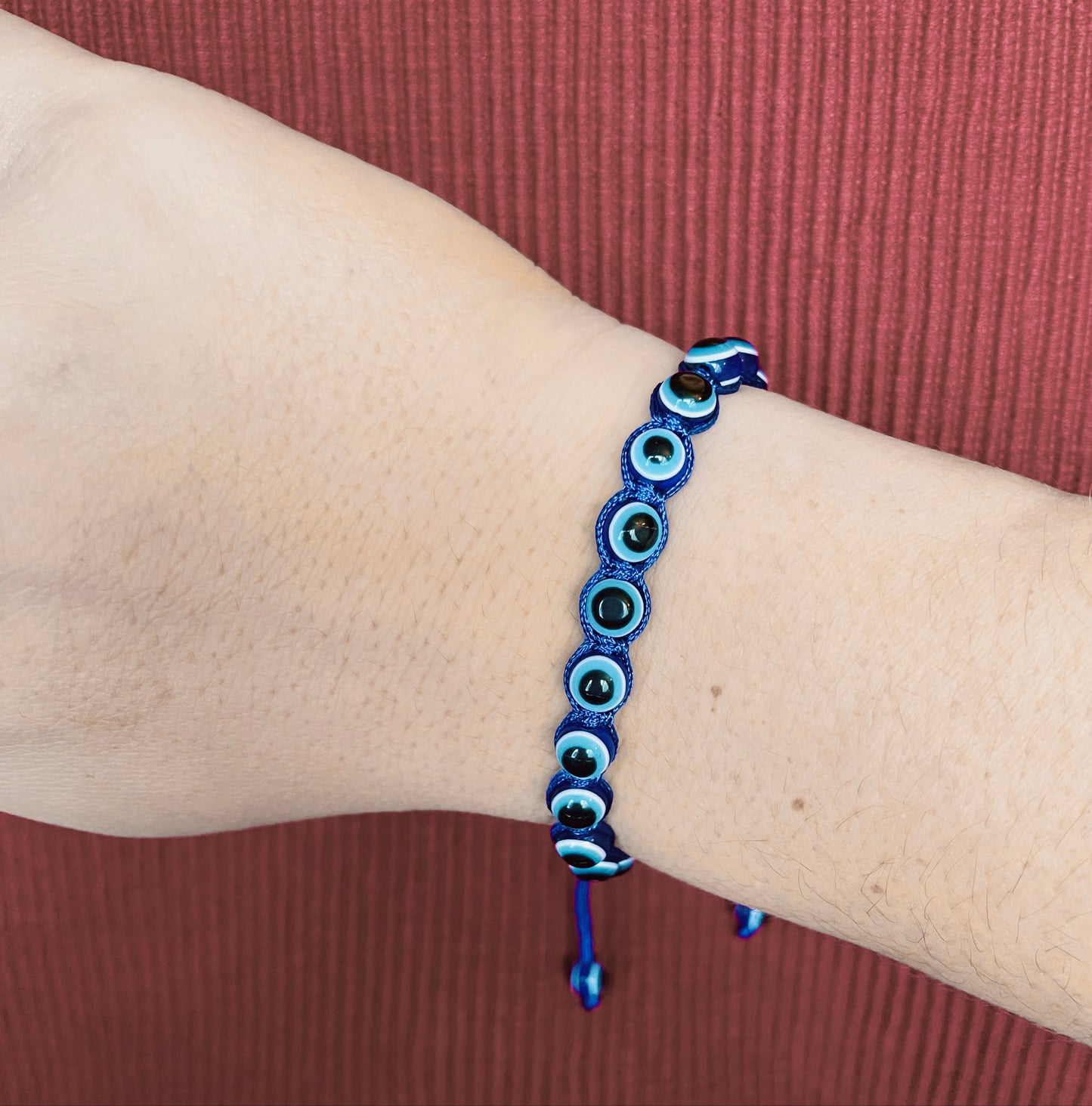 Beaded Evil Eye Slider Bracelet, Unisex Eye Bracelet, Protection Jewelry, Adjustable