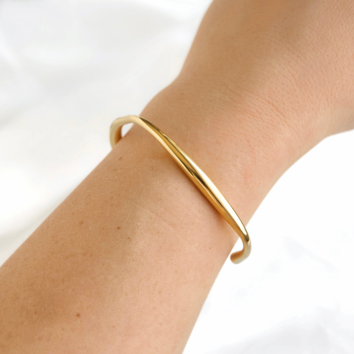 Sculpted Asymmetrical Molten Cuff Bracelet - Stainless Steel