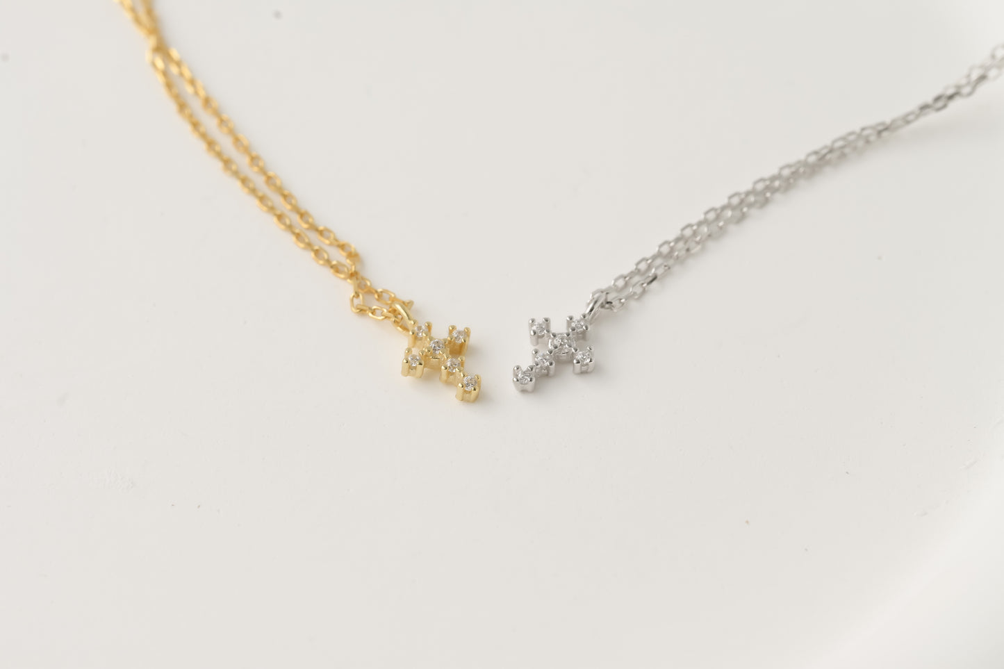 Silver Diamond Cross Necklace