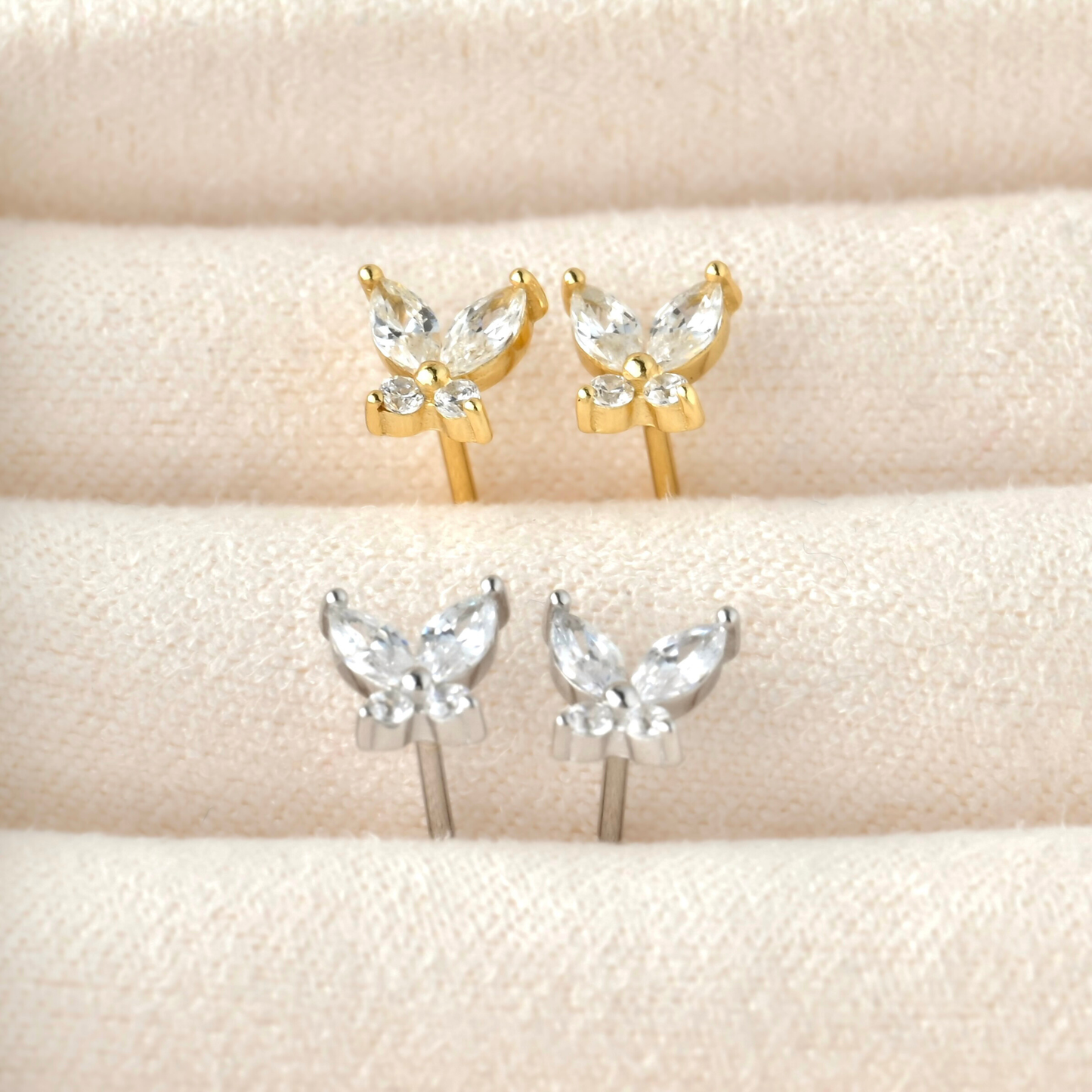Marquise CZ Butterfly Necklace - 925 Sterling Silver - 14k Gold